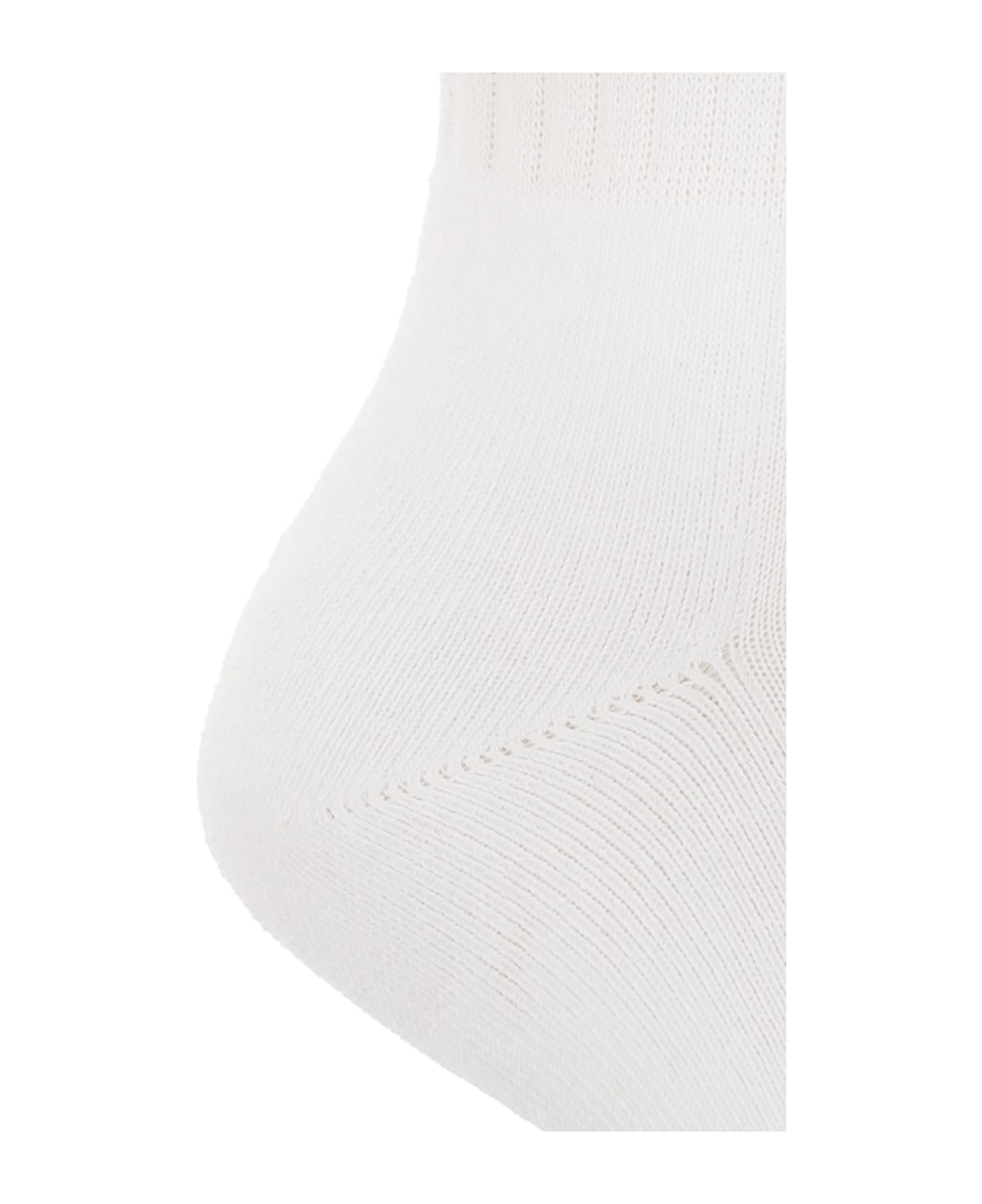 Kenzo Logo Printed Chunky Ribbed Knit Socks - White