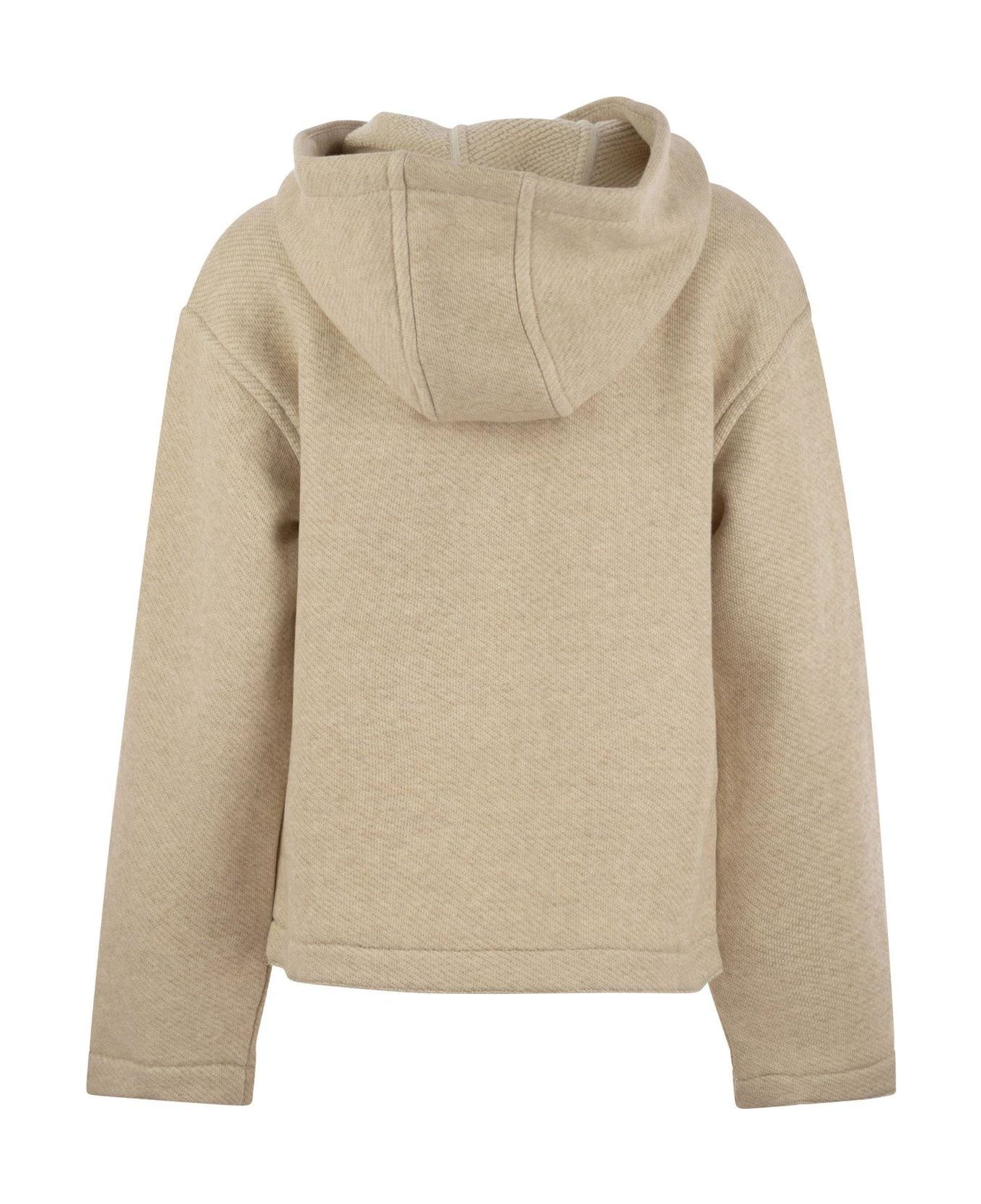 Max Mara Gary Logo Embroidered Hoodie - Beige