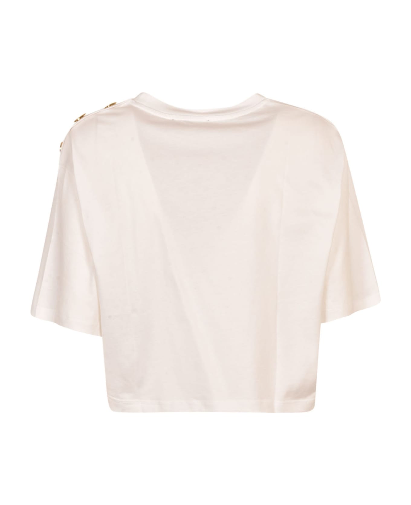 Balmain Logo Print Cropped T-shirt - Optic White
