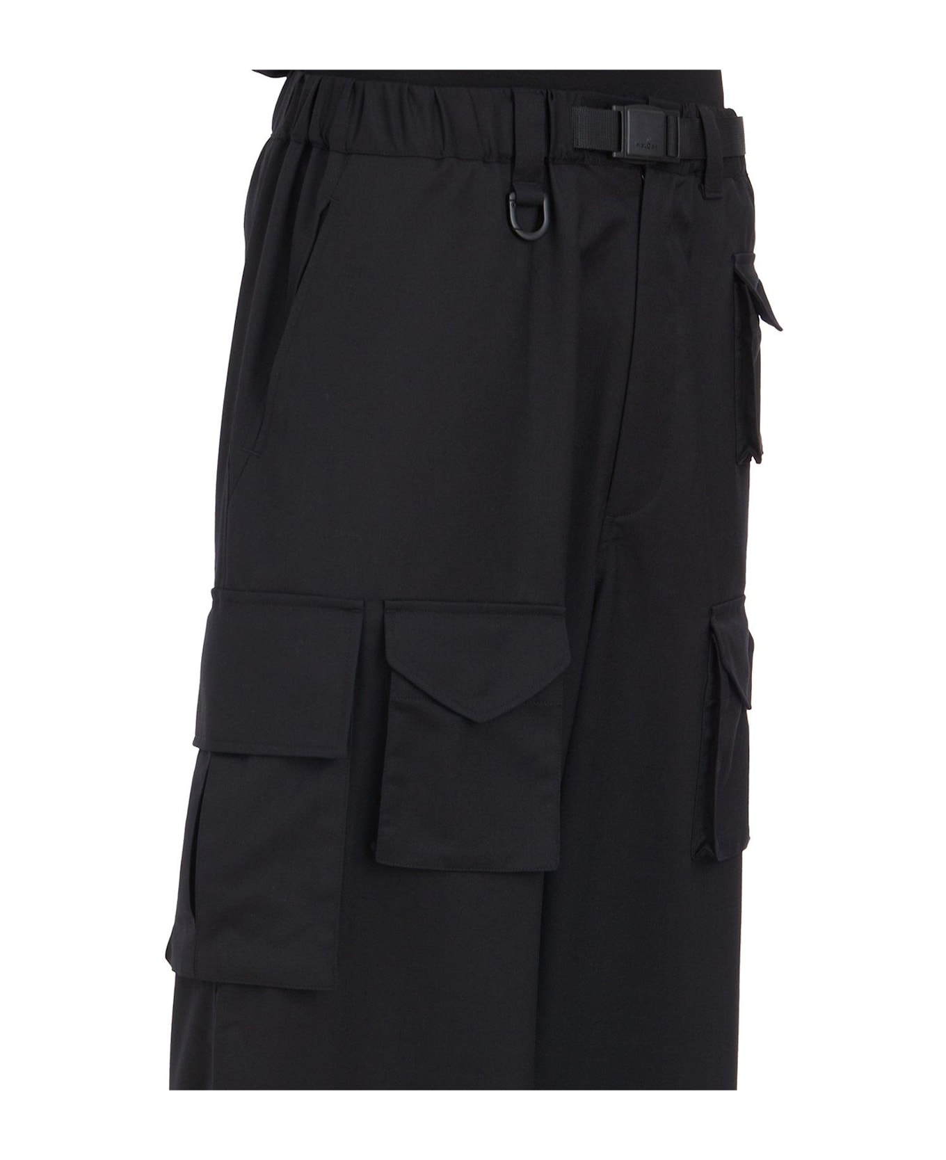 Y-3 Wide-leg Belted Cargo Pants - BLACK