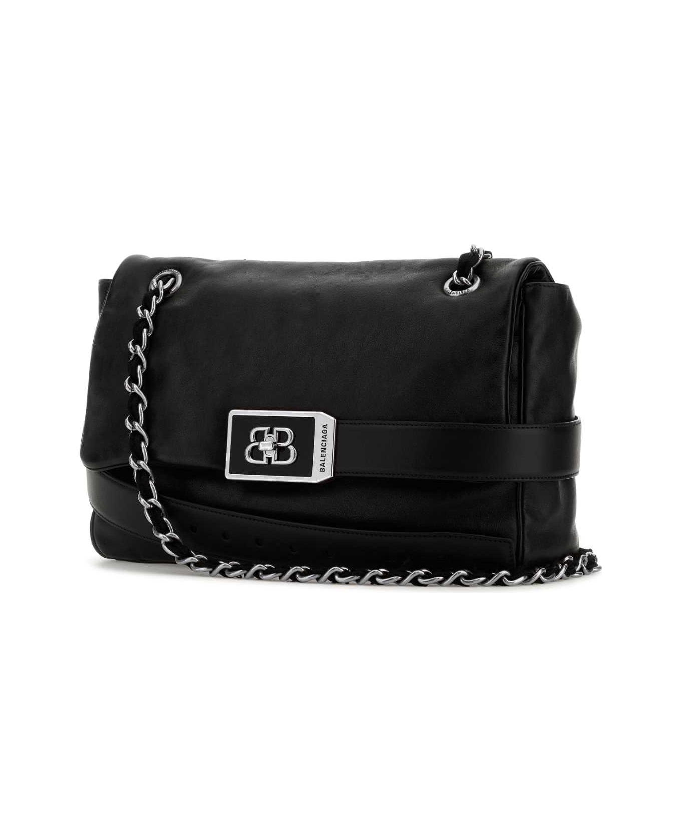 Balenciaga Black Leather Modu Shoulder Bag - Black