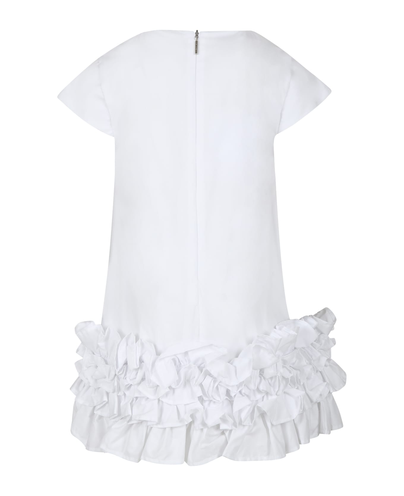 MSGM White Dress For Girl With Logo - White