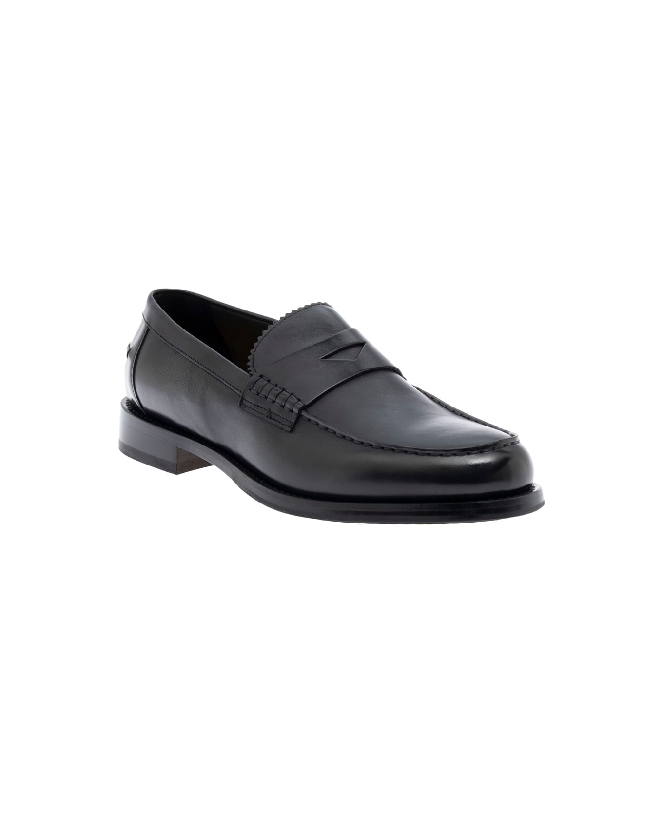 Doucal
s Black Loafers With Almond Toe In Leather Man - Black