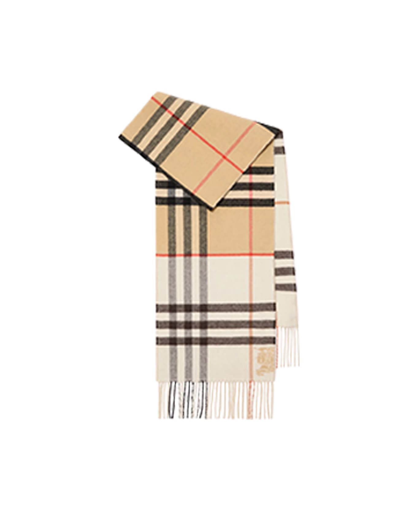 Burberry Cashmere Check Scarf - SAND/PEBBLE WHITE