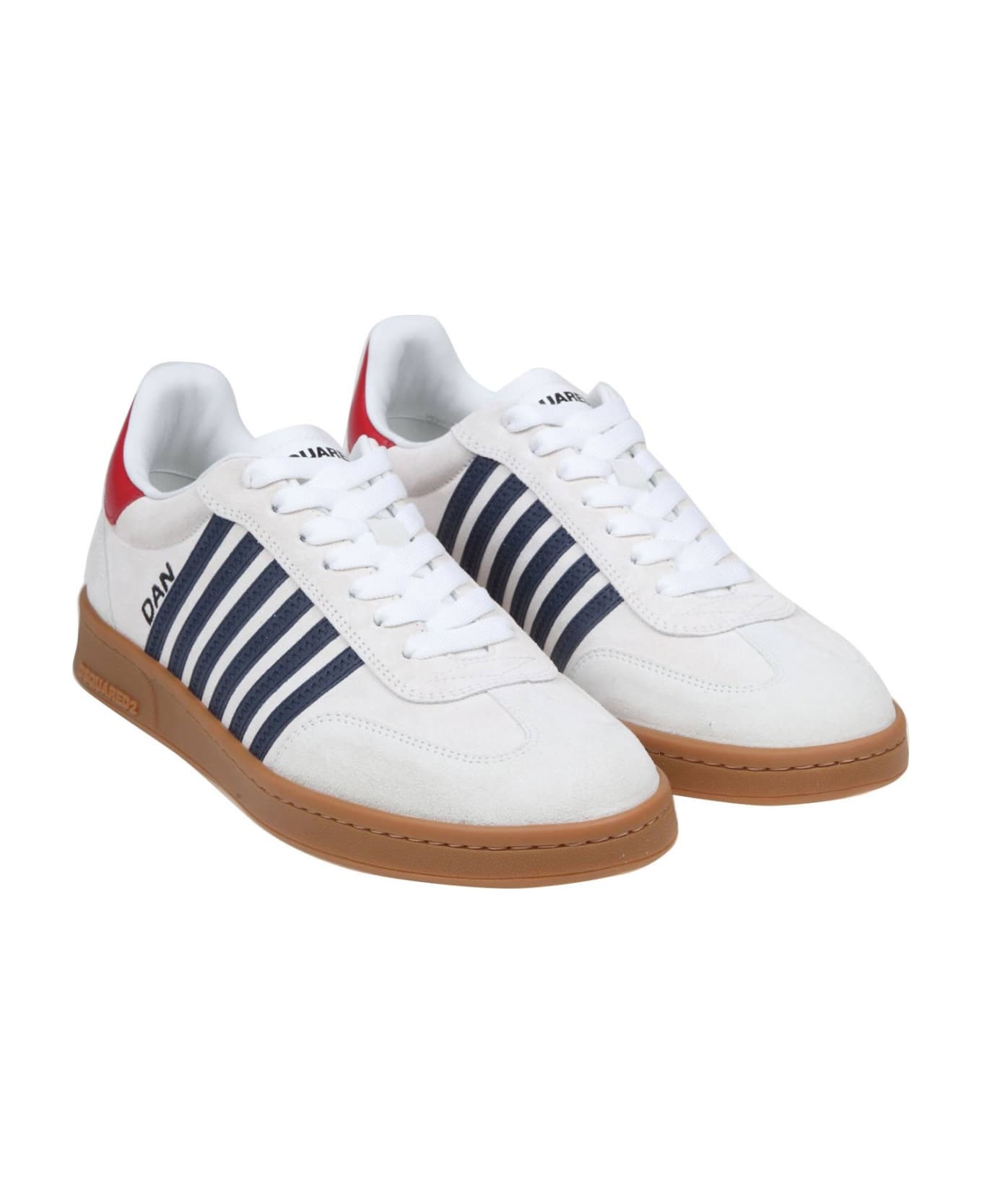 Dsquared2 Boxer Sneakers In White/blue Suede Leather - WHITE/BLU スニーカー