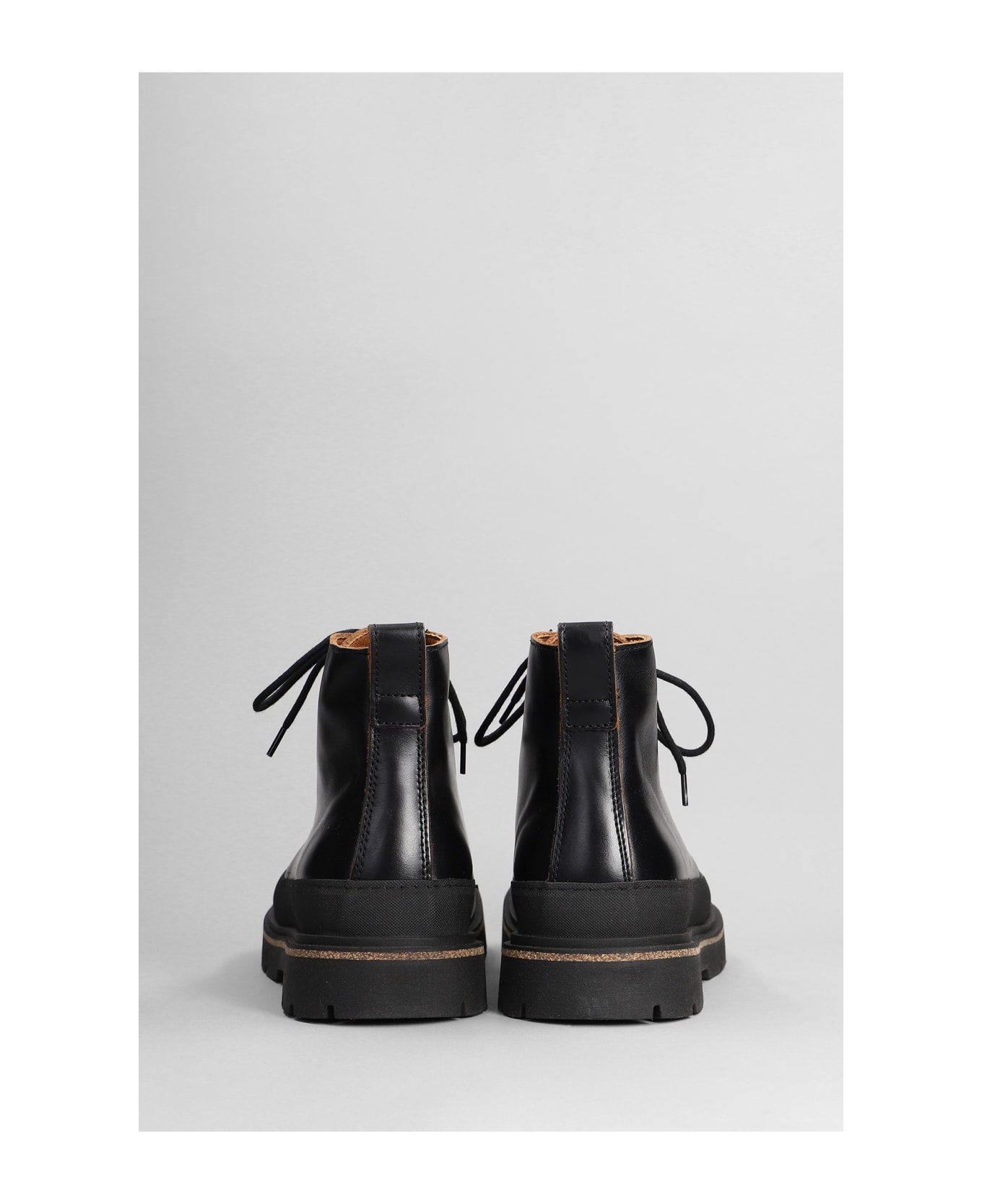 Birkenstock Prescott Combat Boots In Dark Brown Leather - Black