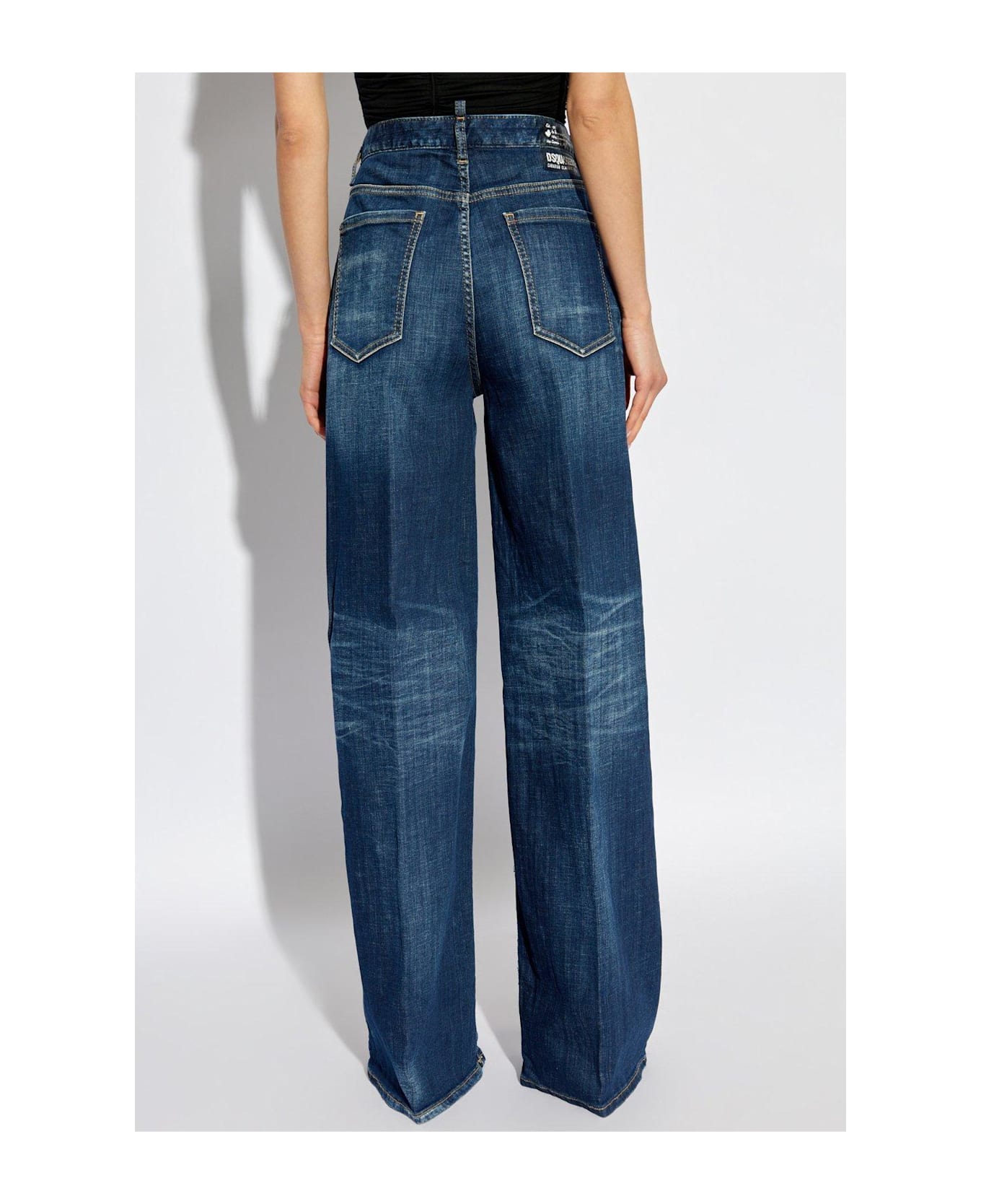 Dsquared2 Logo Patch Flared Jeans - Navy Blue
