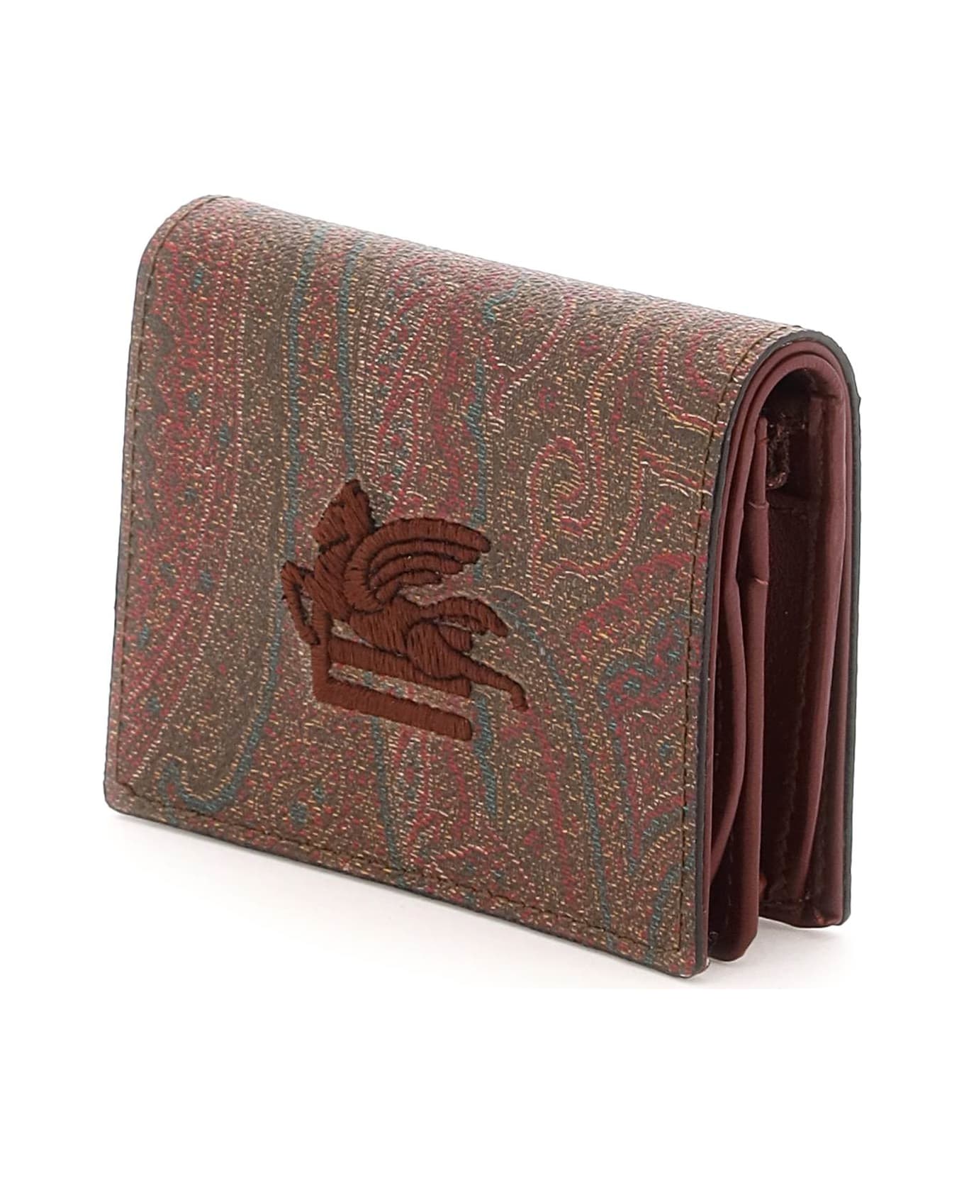 Etro Paisley Wallet With Pegaso Logo - Brown 財布