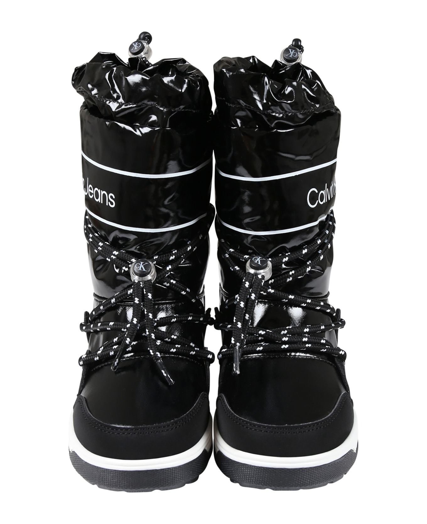 Calvin Klein Black Snow Boots For Girl With Logo - Black
