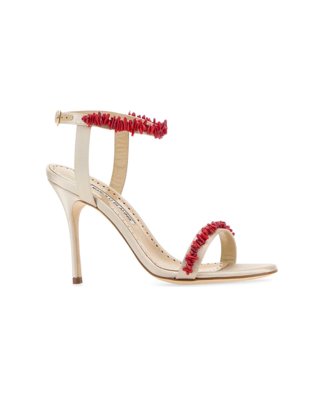 Manolo Blahnik Sand Satin Cienzan Sandals - DCRMYOTH