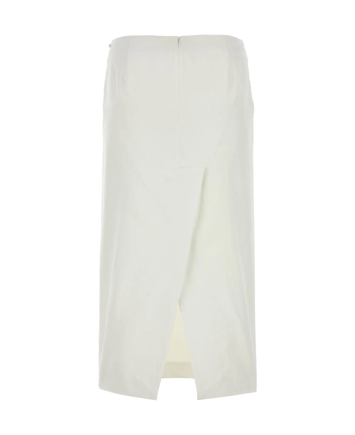 SportMax White Satin Cellula Skirt - White