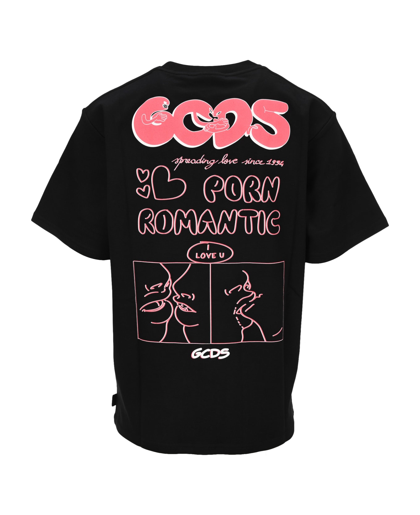 GCDS Romantic Porn T-shirt - BLACK