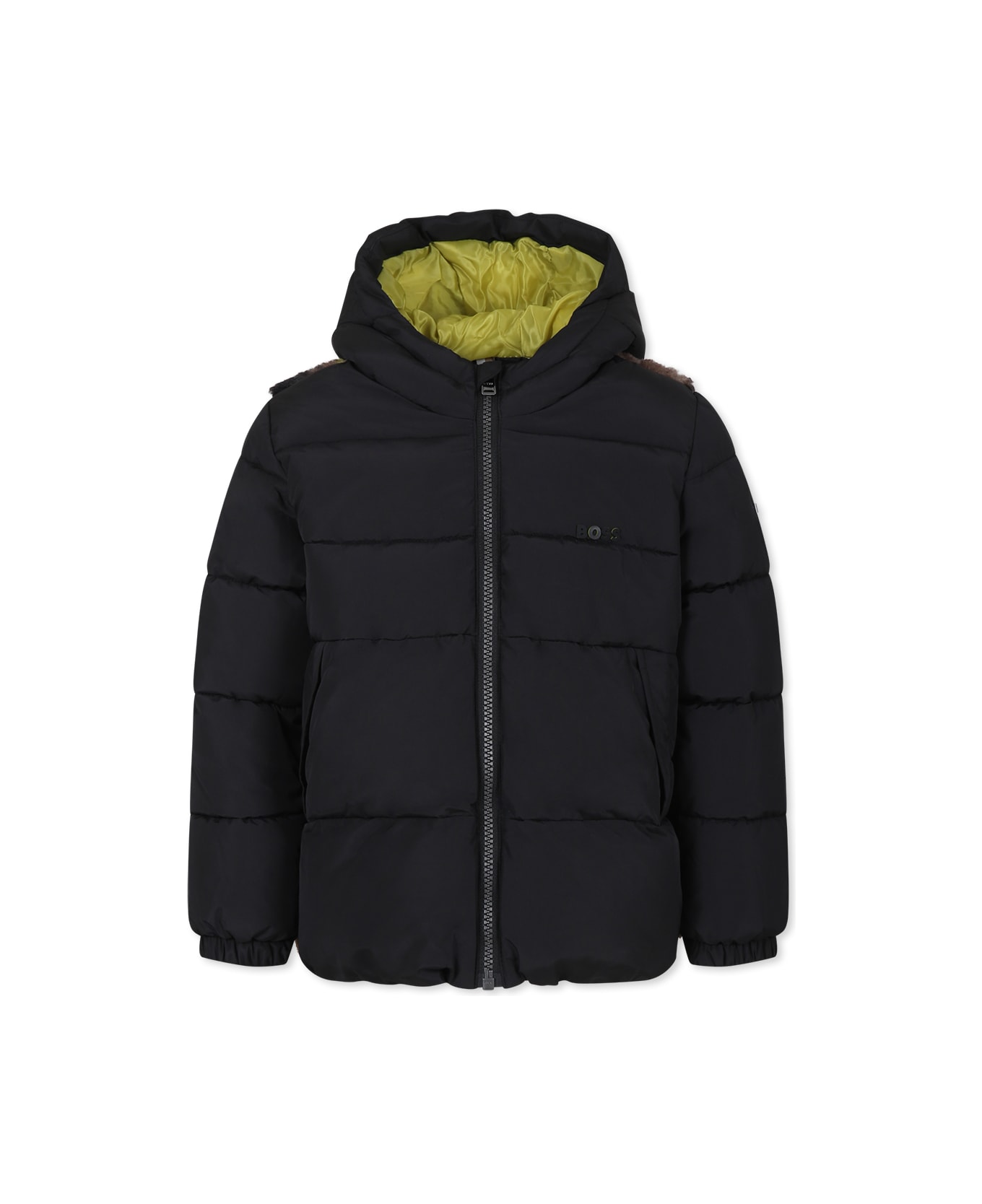 Hugo Boss Black Down Jacket For Boy With Logo - Black
