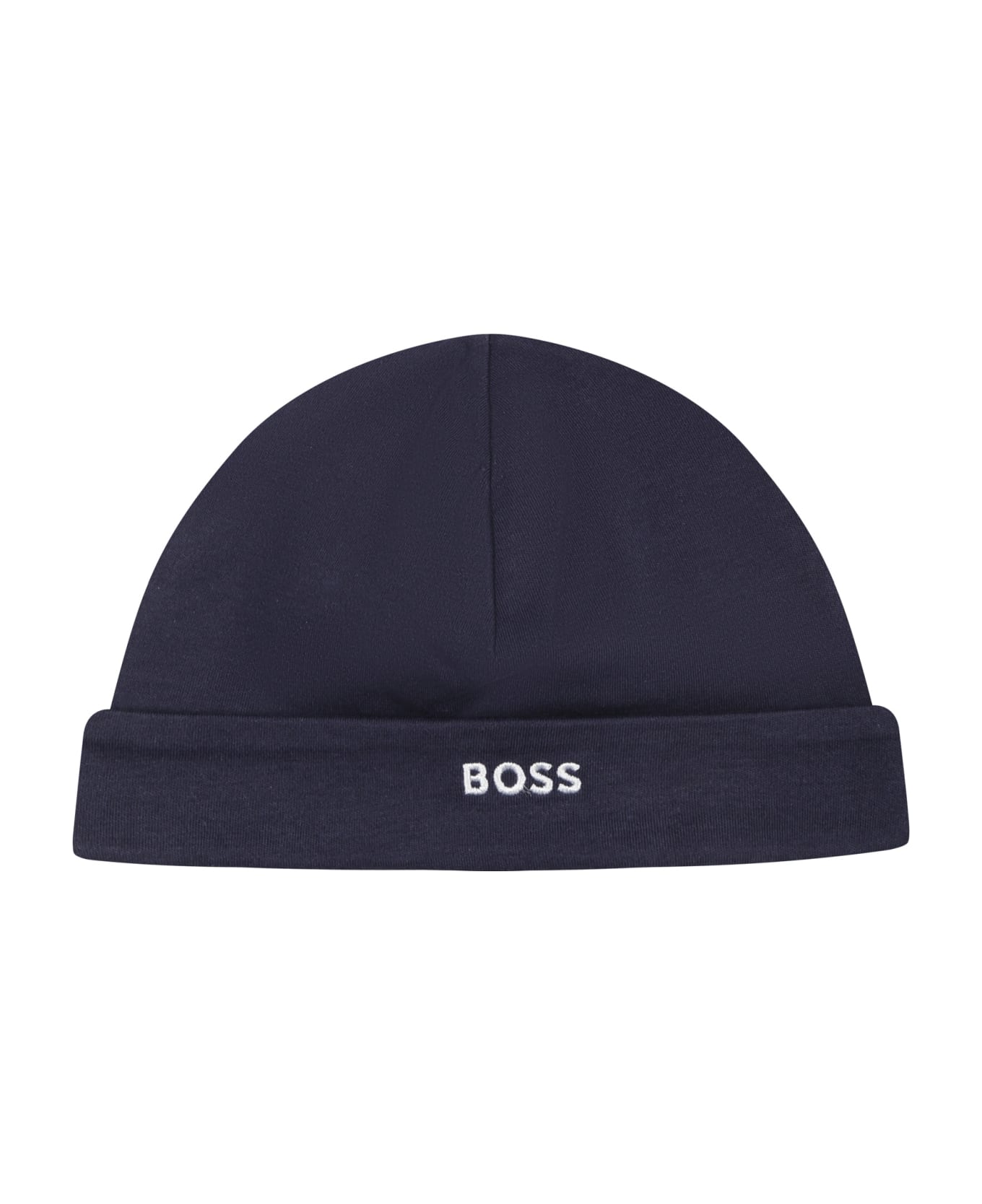 Hugo Boss Blue Hat For Baby Boy With Logo - Blue アクセサリー＆ギフト