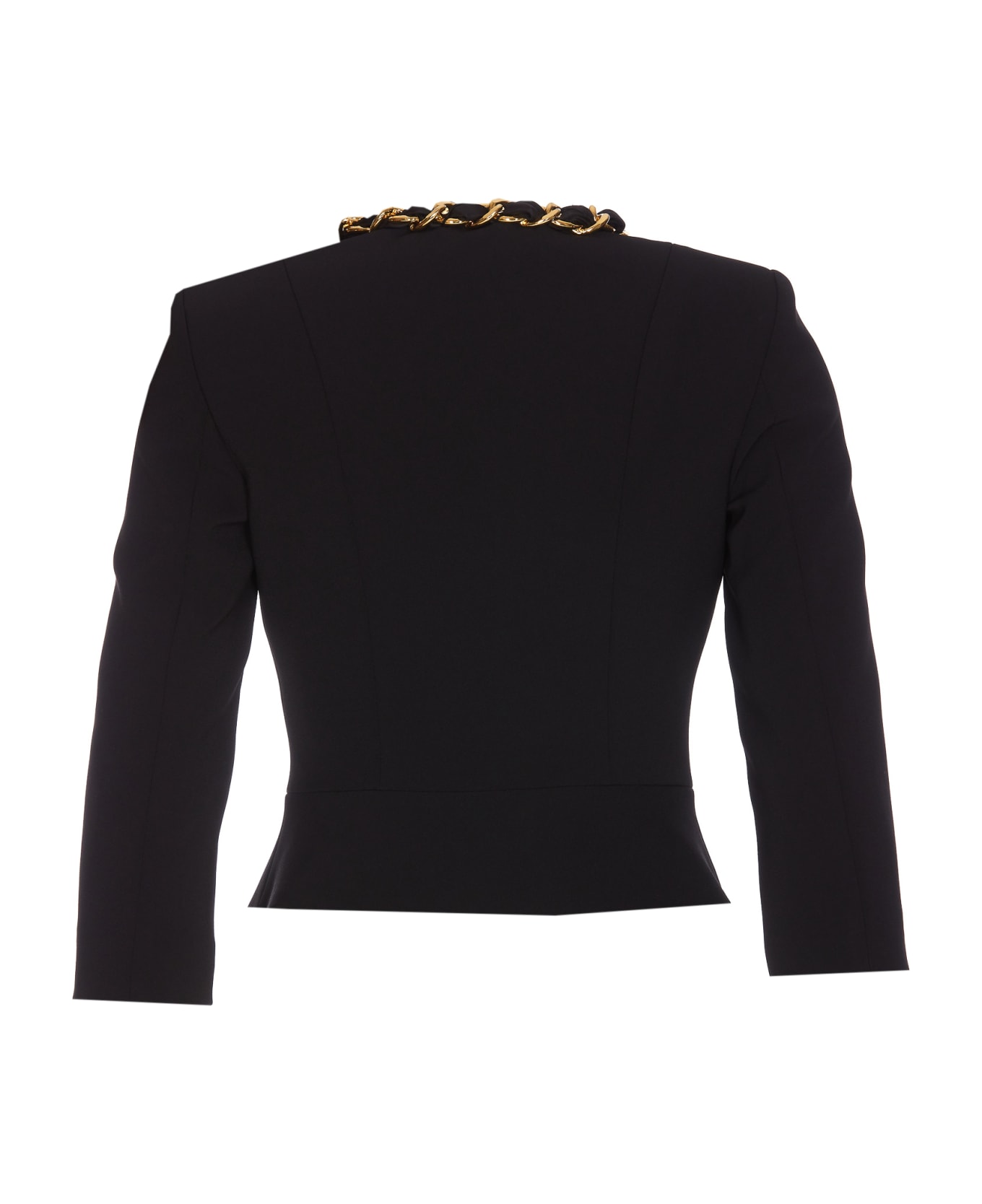 Elisabetta Franchi Crop Logo Jacket - Black