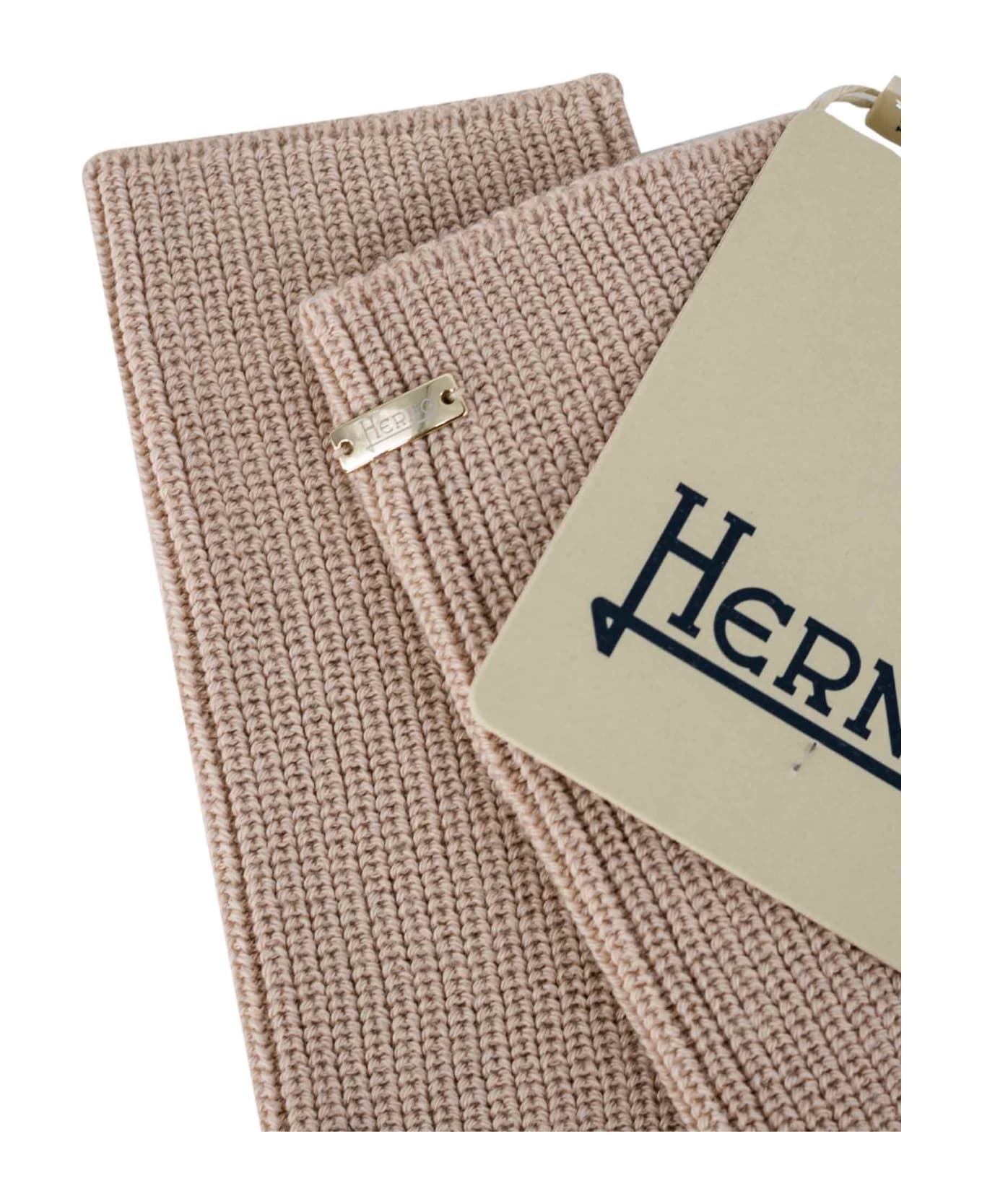 Herno Wool Blend Knitted Gloves - Beige