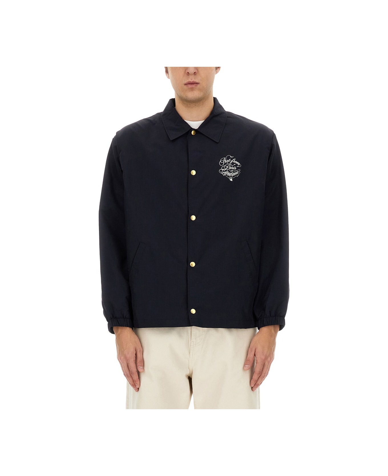 Drôle de Monsieur Vignes Slogan Print Jacket - BLUE