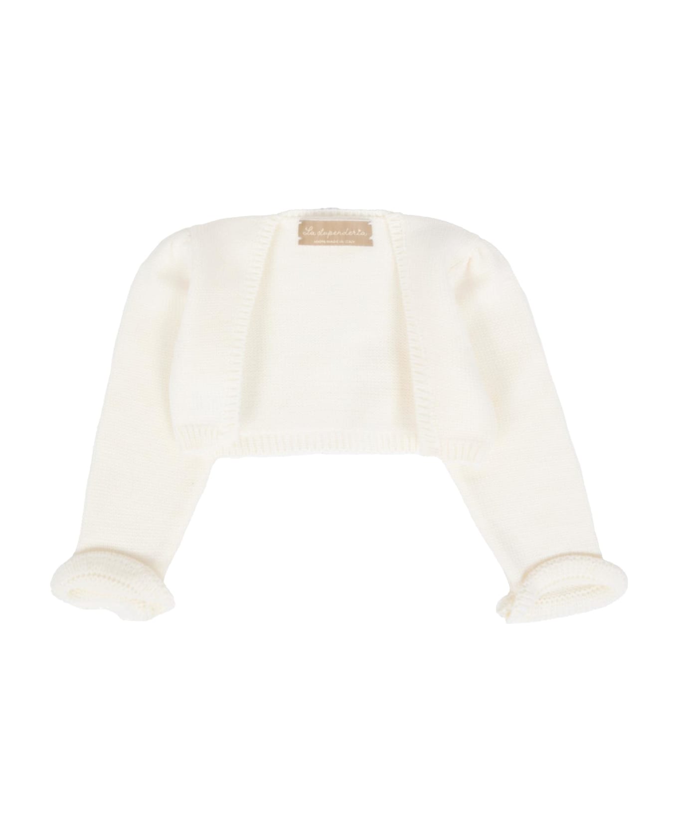 La stupenderia White Cardigan For Baby Girl - White