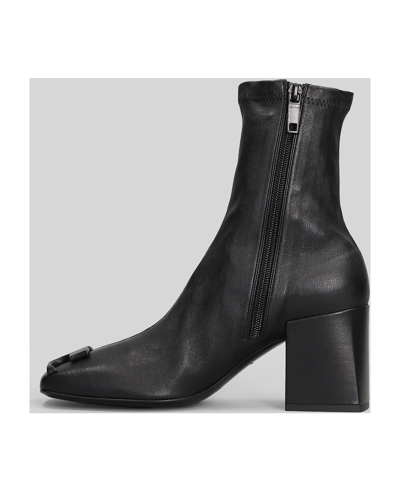 Courrèges High Heels Ankle Boots In Black Leather - black