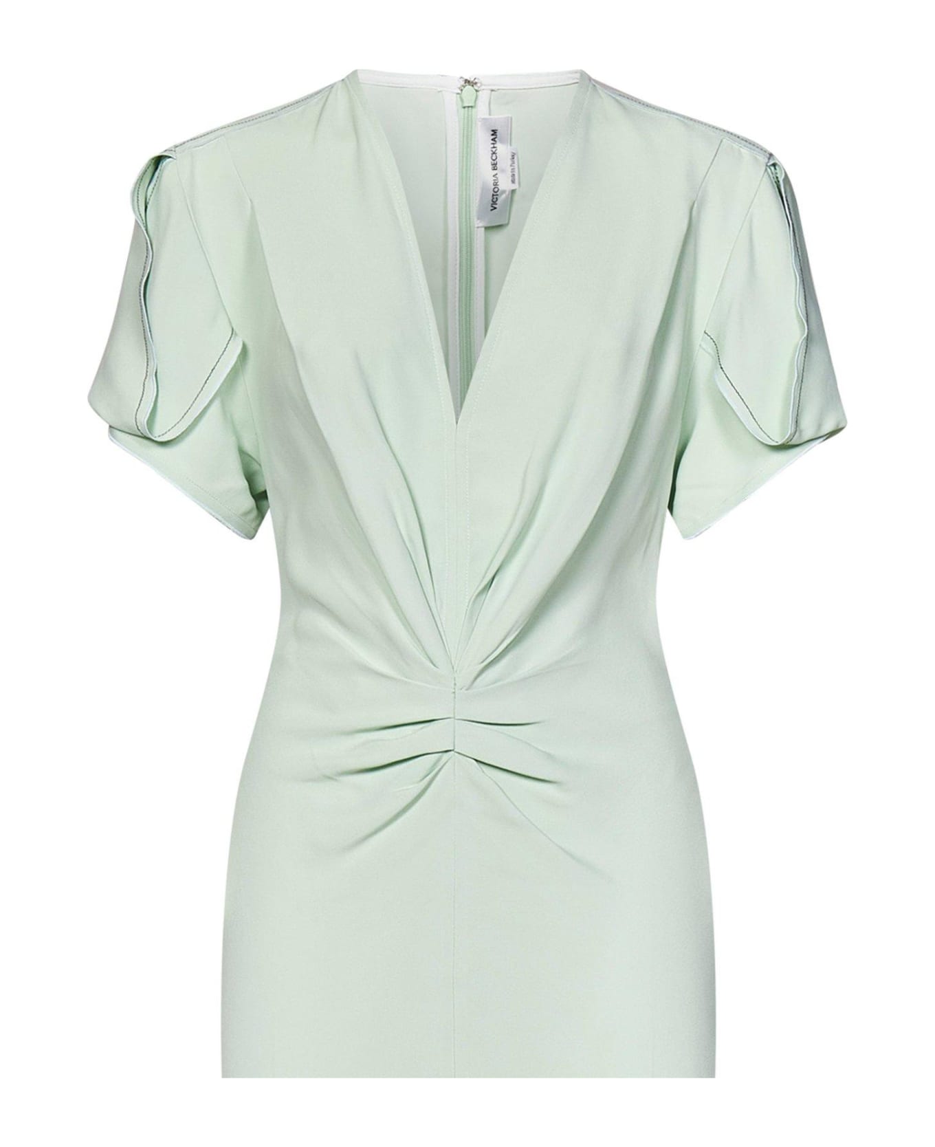 Victoria Beckham V-neck Ruched-detailed Midi Dress - Green