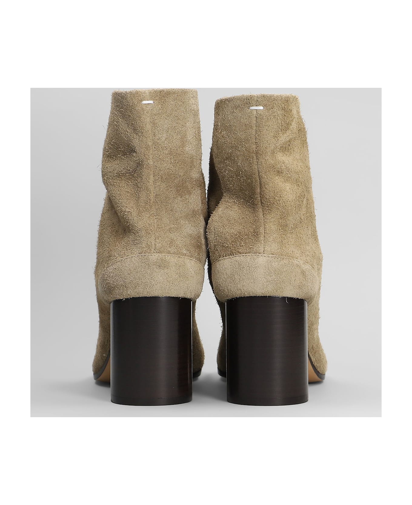 Maison Margiela Tabi High Heels Ankle Boots In Camel Suede - Camel