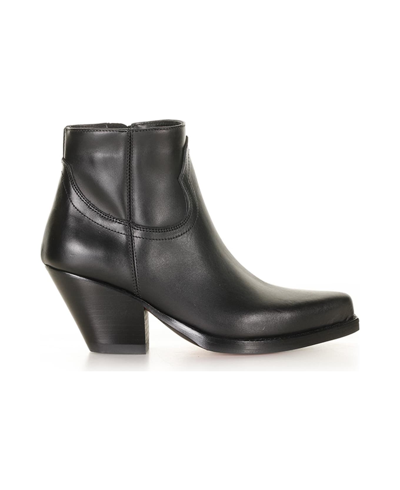 Sonora Jalapegno Texan Ankle Boot In Leather - BLACK
