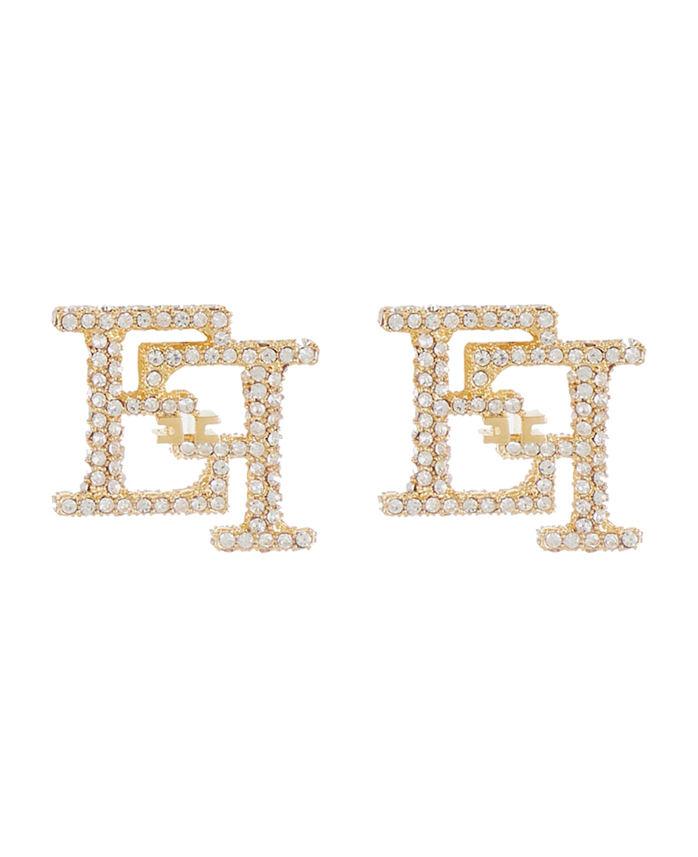 Elisabetta Franchi Logo Earrings - Golden