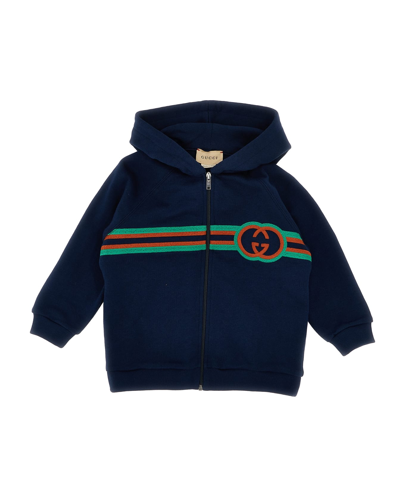 Gucci Logo Embroidery Hoodie - Blue