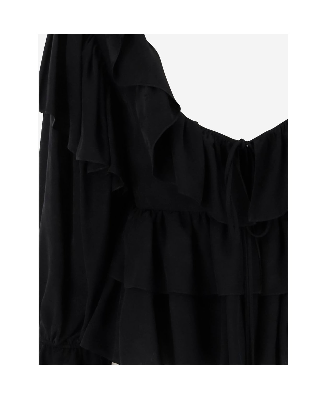 Chloé Floral Viscose Ruffle Top - Black