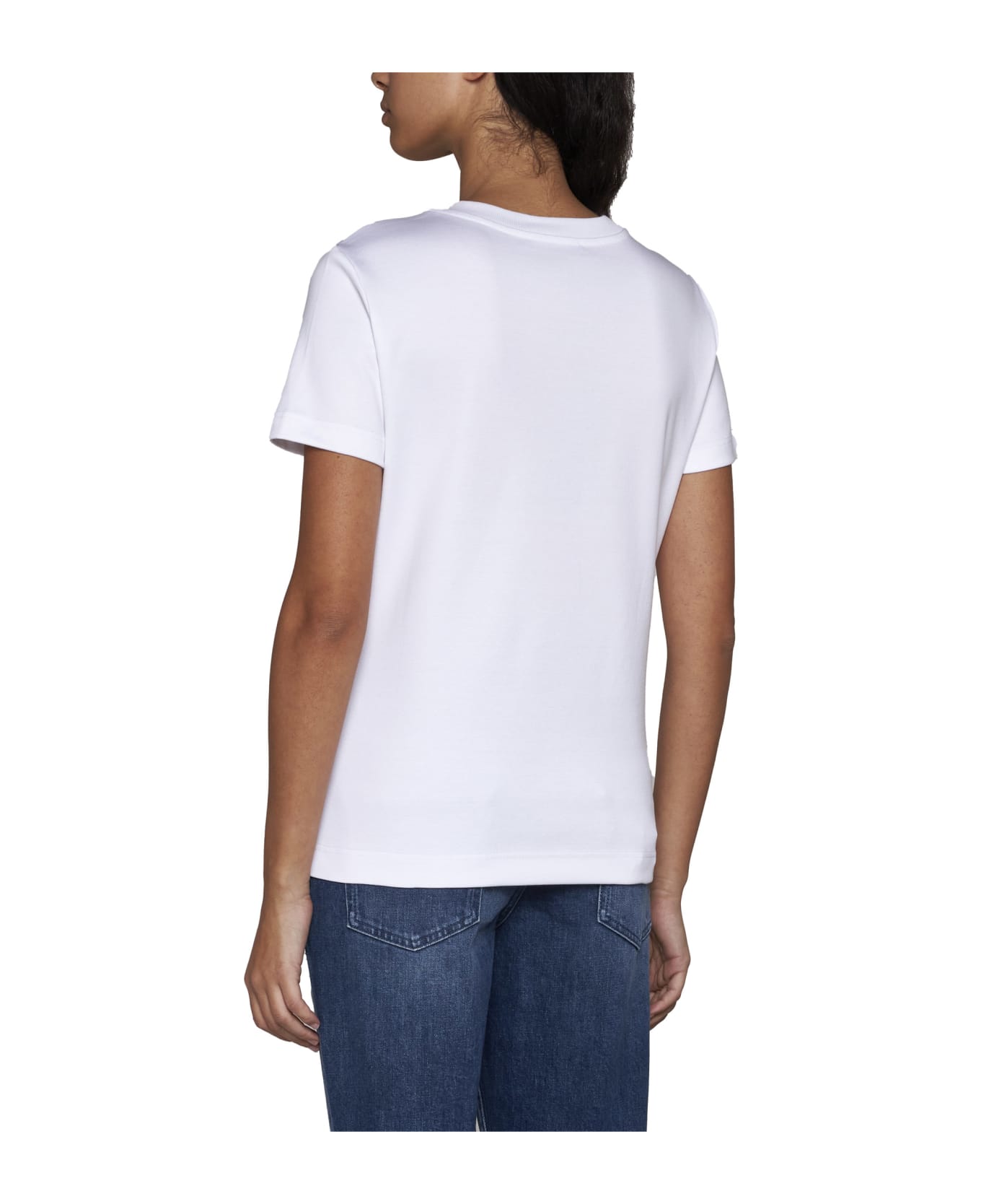 DOLCE & GABBANA PATTERNED OPEN-SHOULDER DRESS Cotton T-shirt With Dg Logo - White