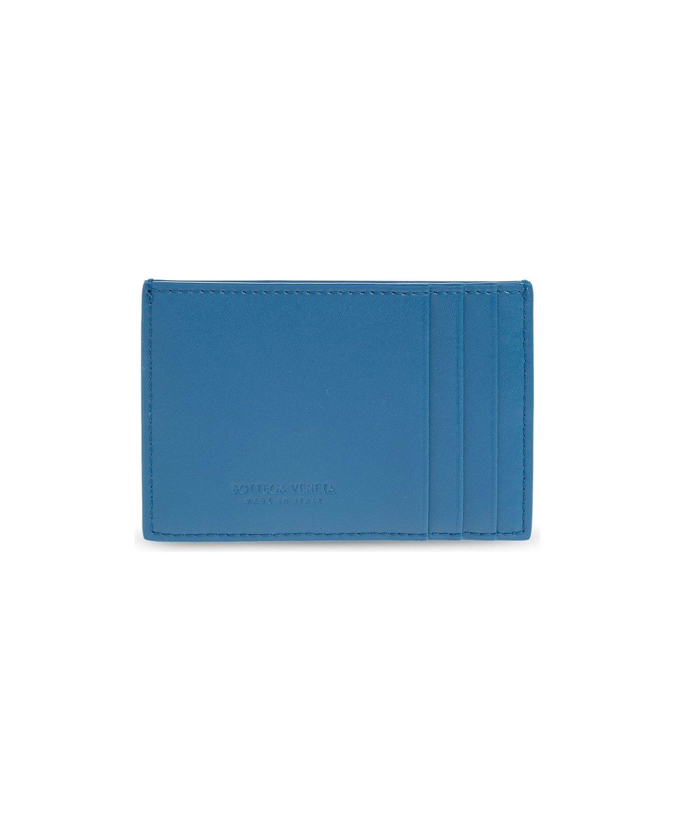 Bottega Veneta Signature Weave Card Holder - LIGHT BLUE