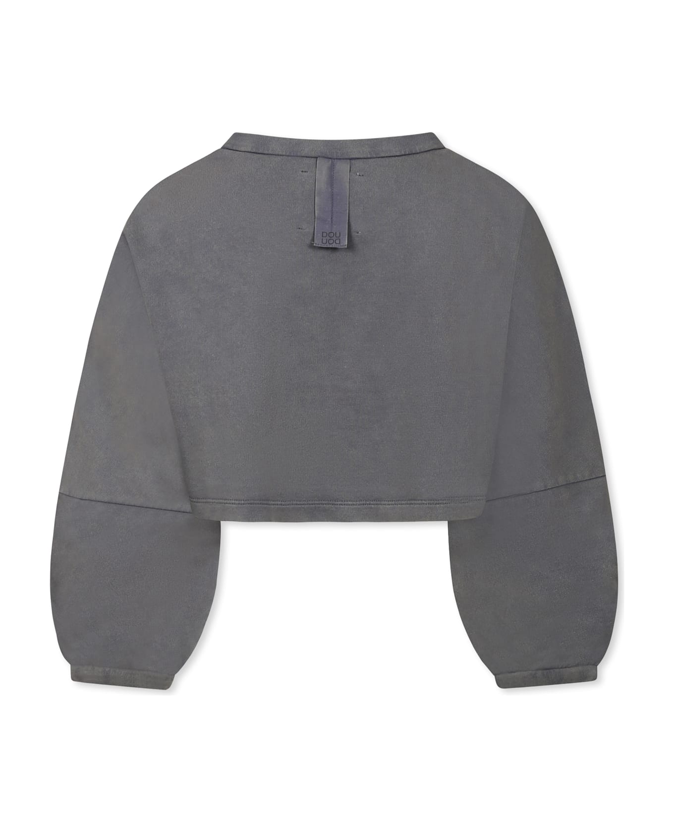 Douuod Grey Crop Sweatshirt For Girl With Logo - Grey