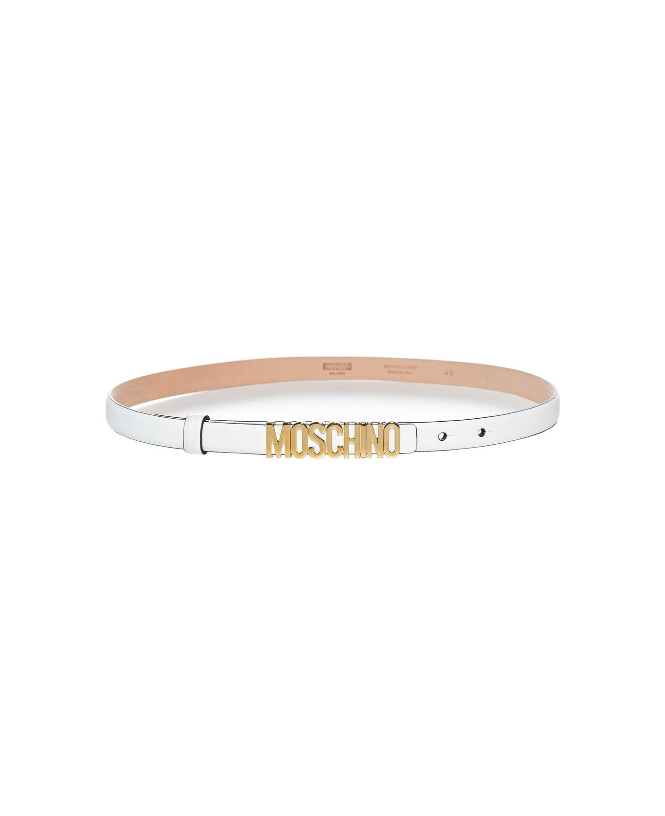 Moschino Logo Lettering Buckle Belt - White ベルト