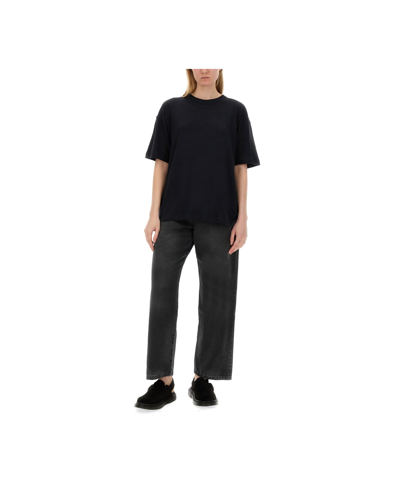 YMC Cotton And Linen T-shirt - BLACK Tシャツ