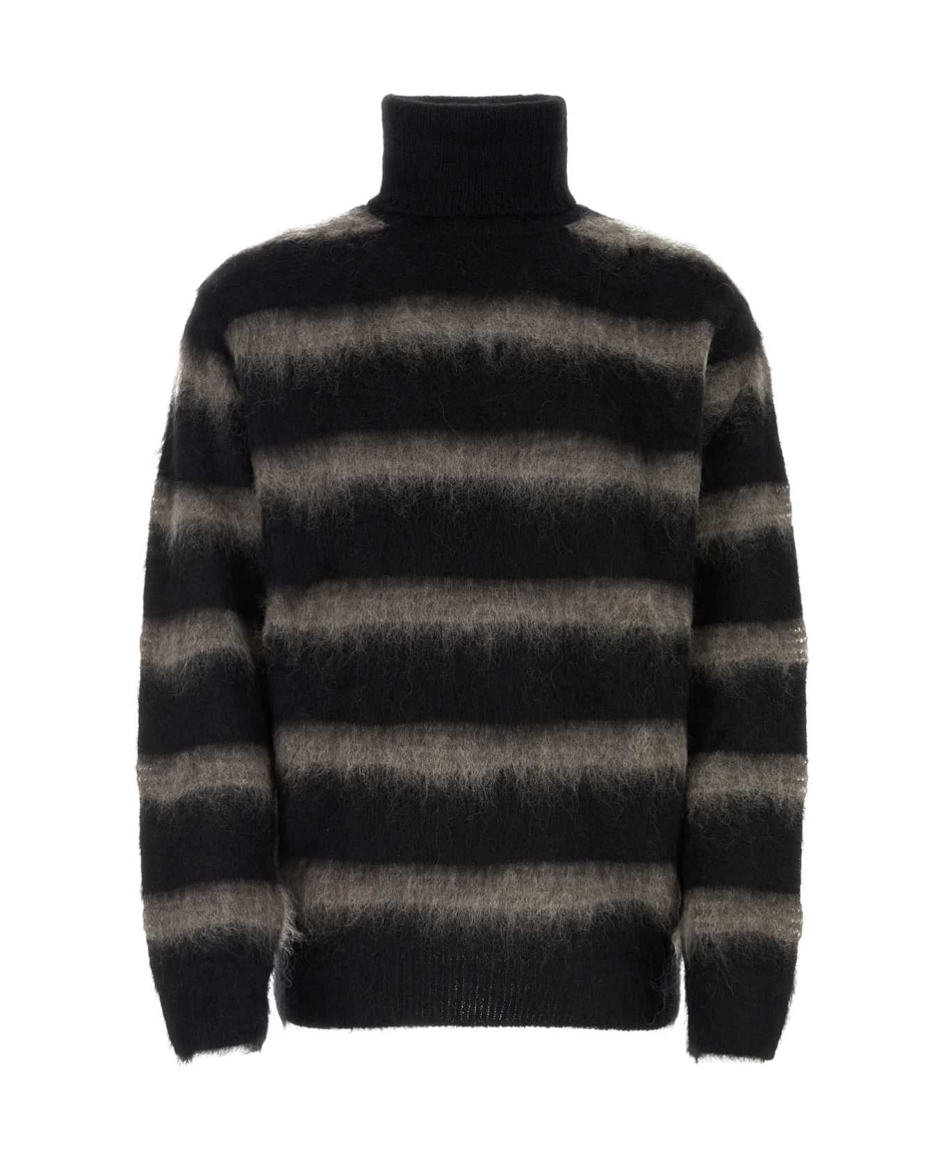 Yohji Yamamoto Bicolor Mohair Blend Oversize Sweater - BLACK