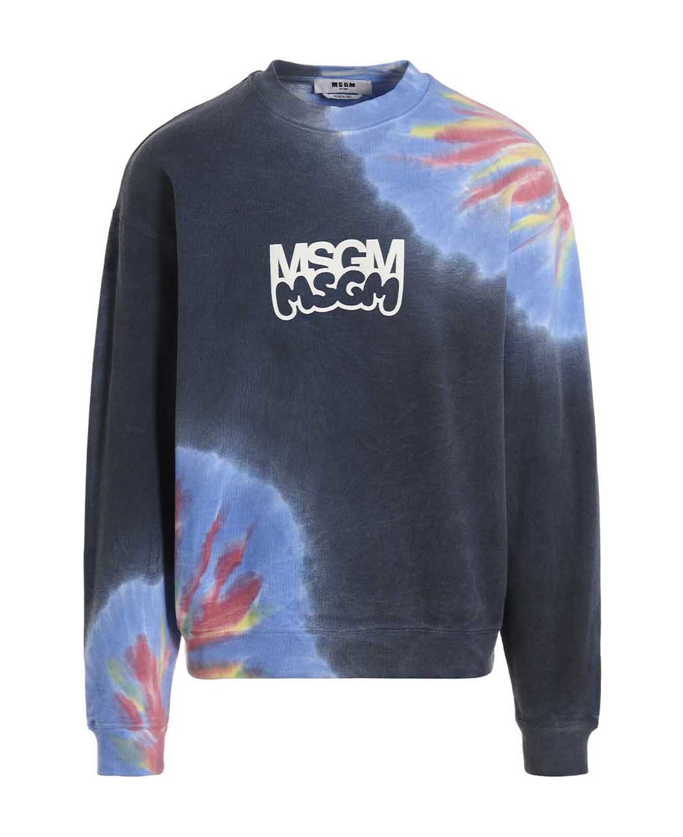 MSGM Logo Print Tie Dye Sweatshirt By Burro Studio - Multicolor