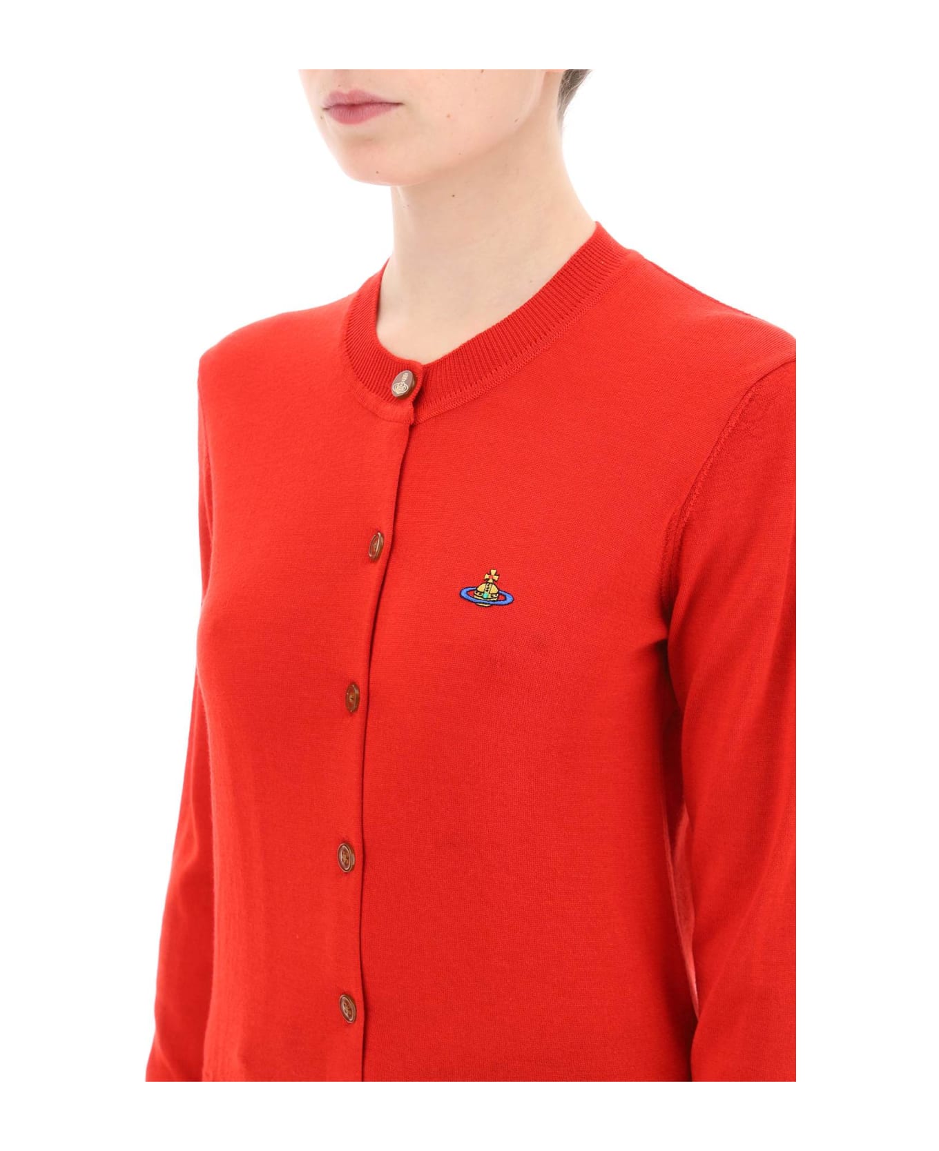 Vivienne Westwood Bea Cardigan With Embroidered Logo - RED (Red) カーディガン
