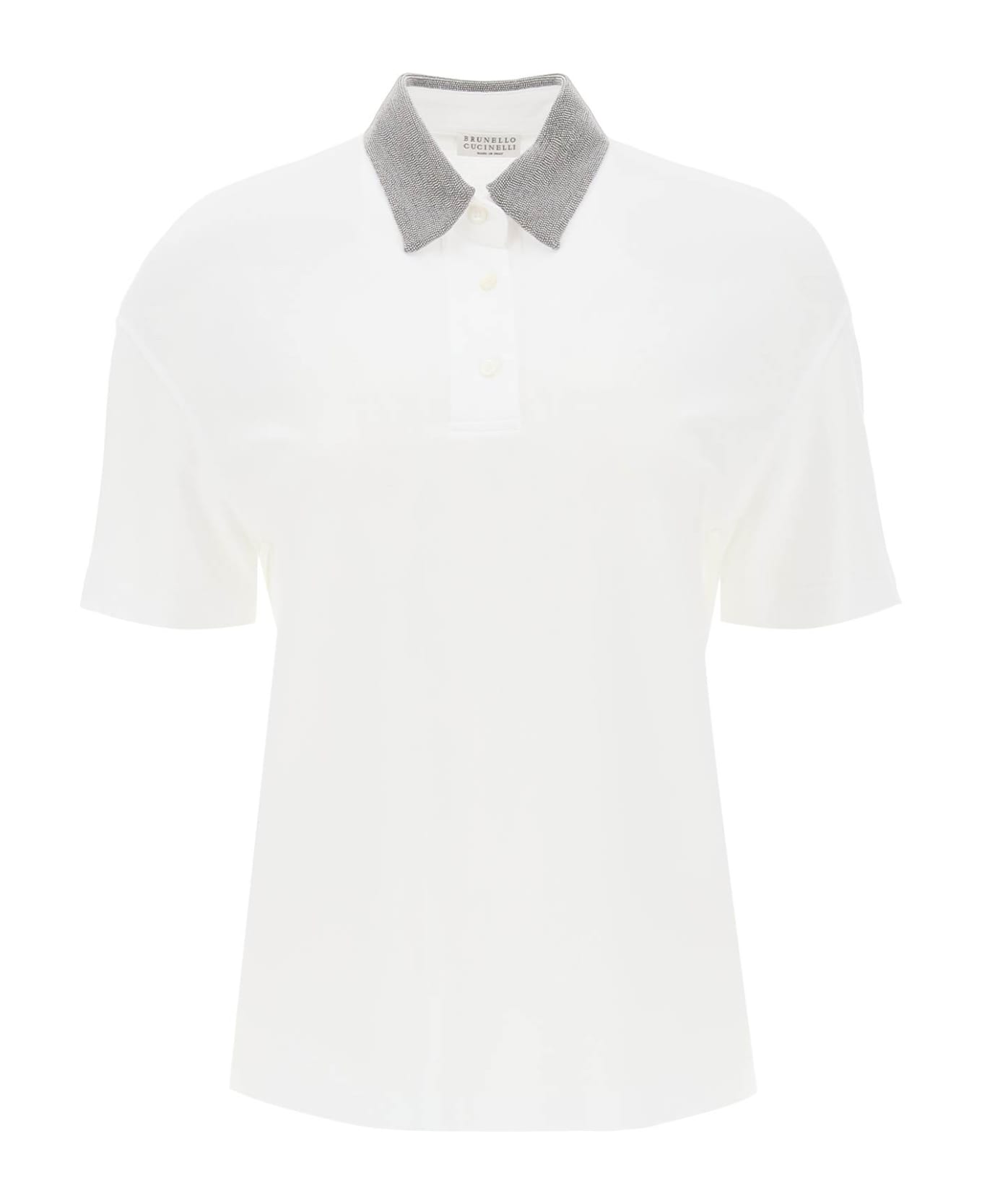 Brunello Cucinelli Monile Collar Polo Shirt - White
