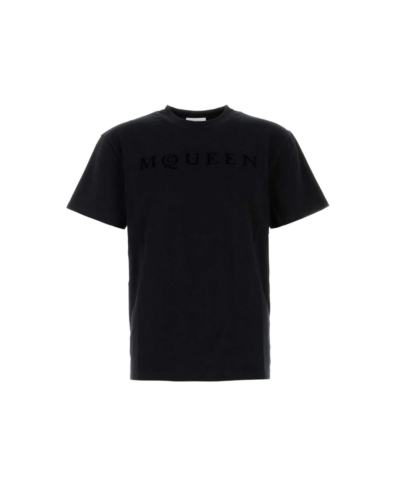 Alexander McQueen T-shirt With Flocked Mcqueen Logo - Black