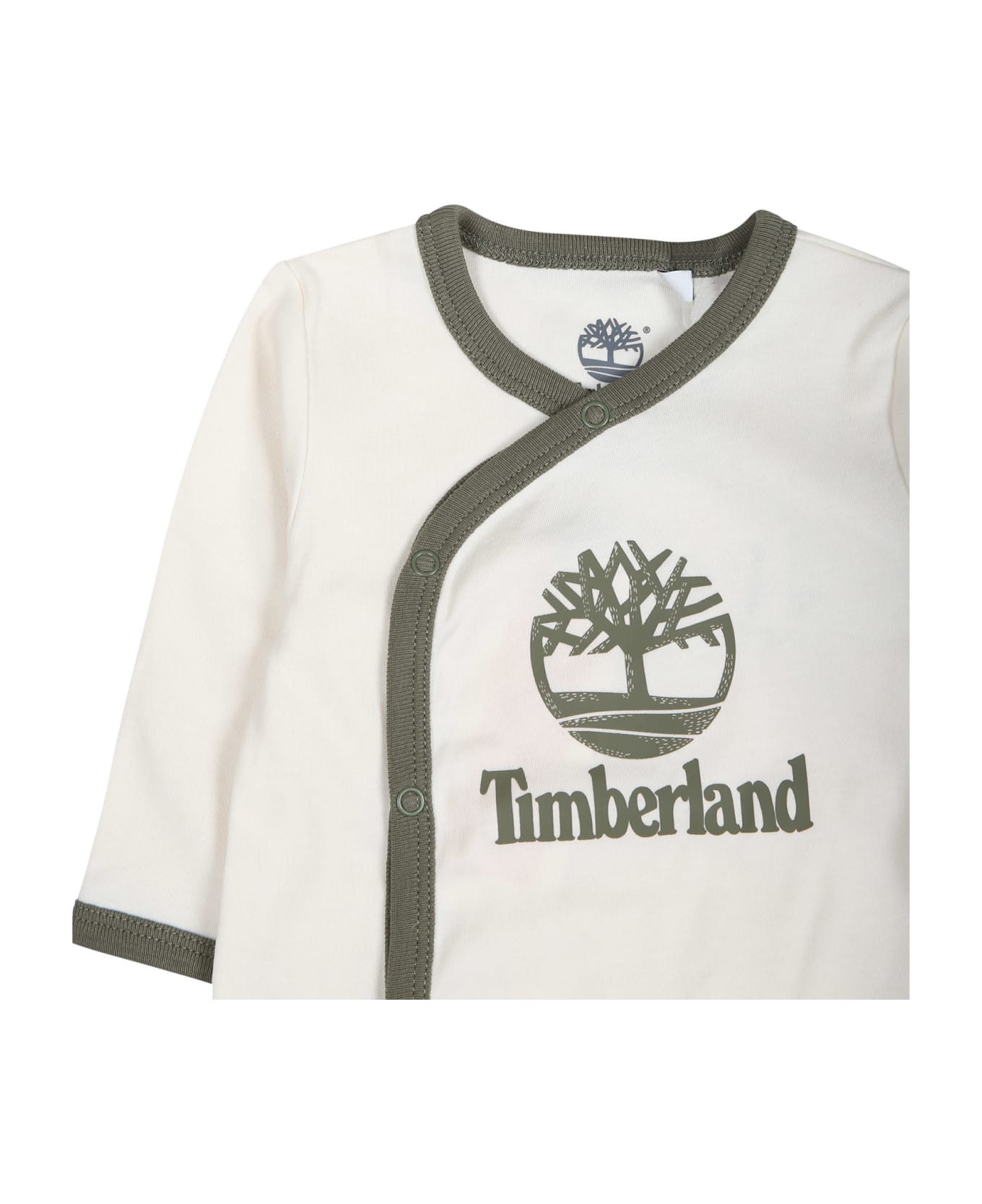 Timberland Ivory Jumpsuit For Baby Boy With Logo - Ivory