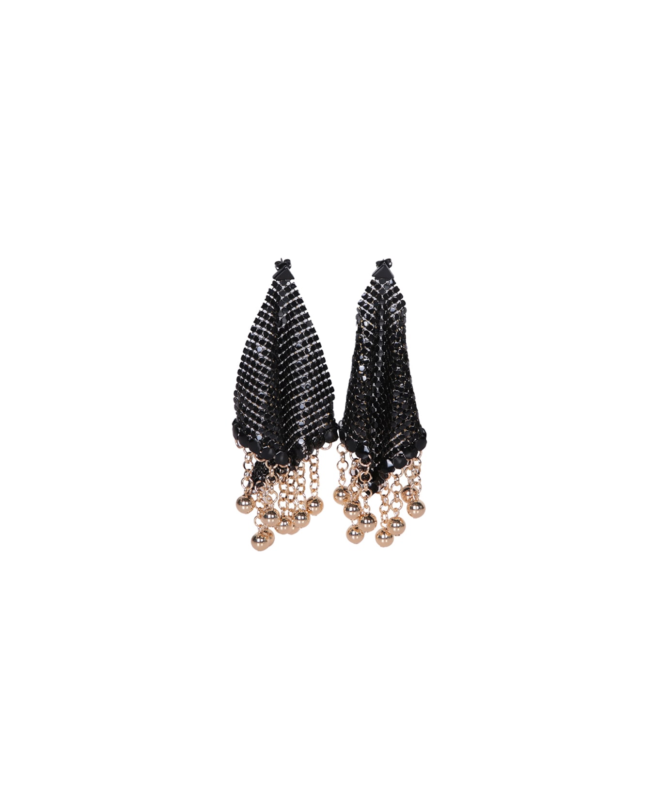 Paco Rabanne Pixel Mesh Earrings In Black And Gold - Black