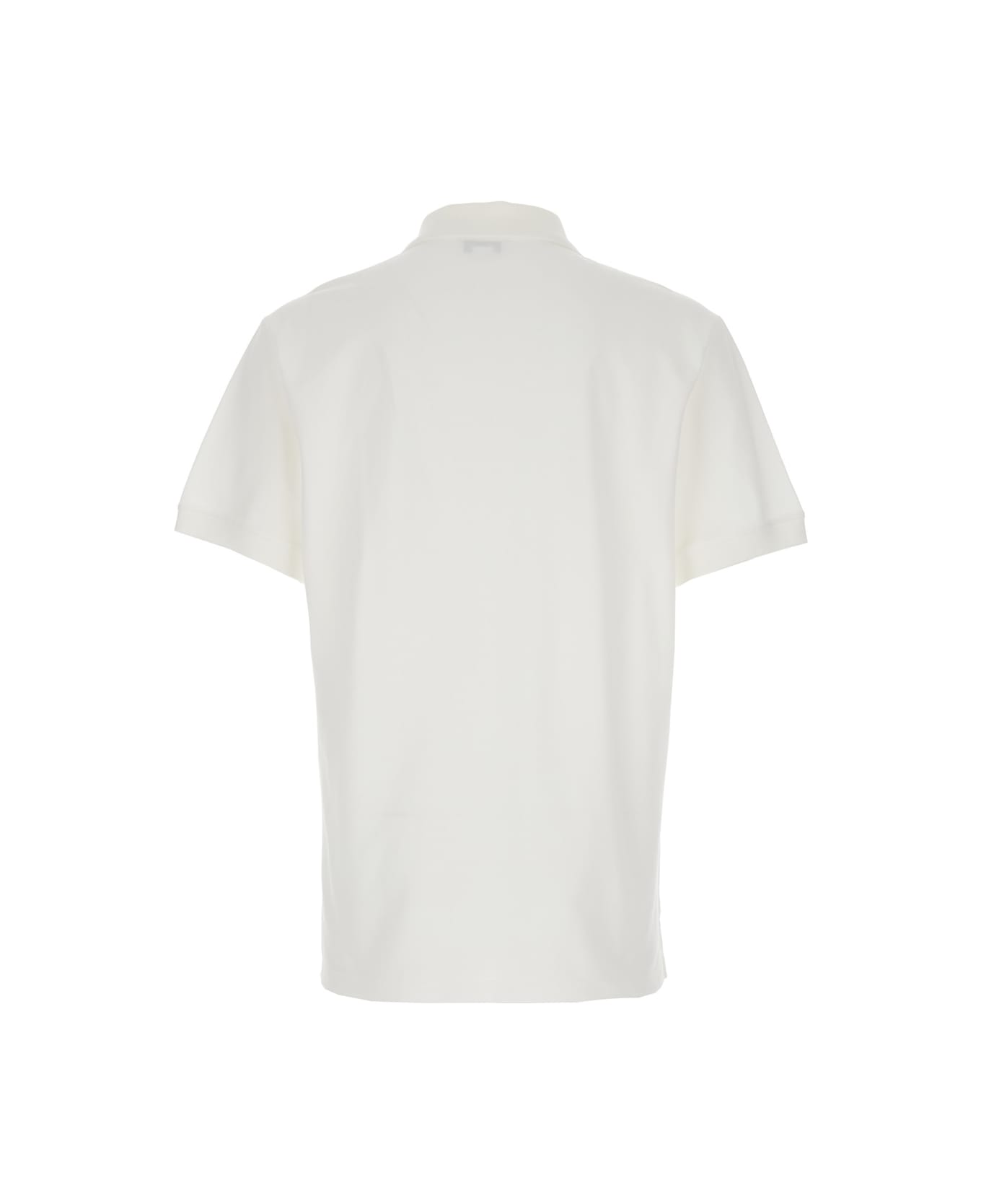 Alexander McQueen White Polo Shirt With Classic Collar And Logo Lettering Embroidery On The Front In Cotton Man - White