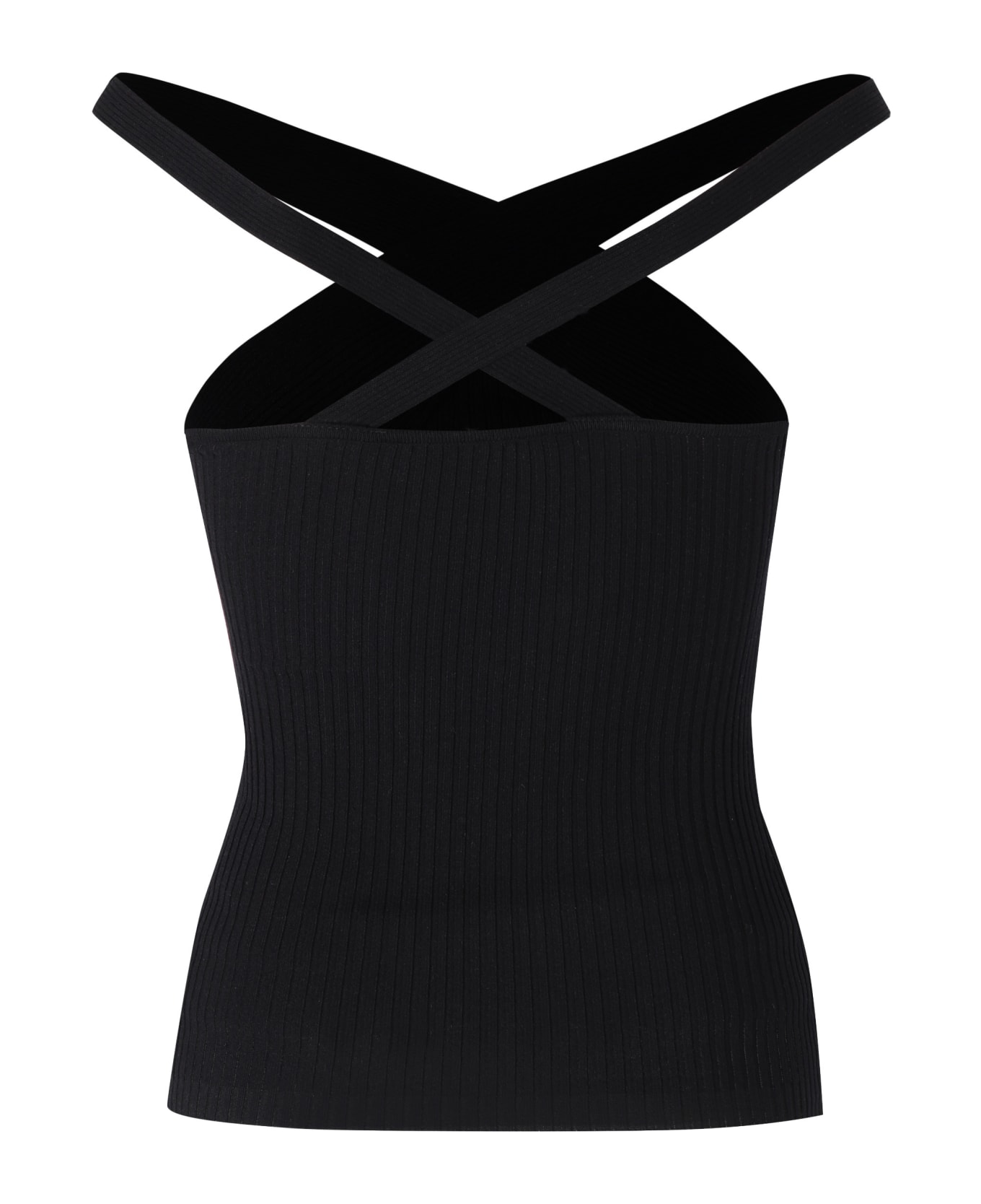 MSGM Ribbed Knit Top - black