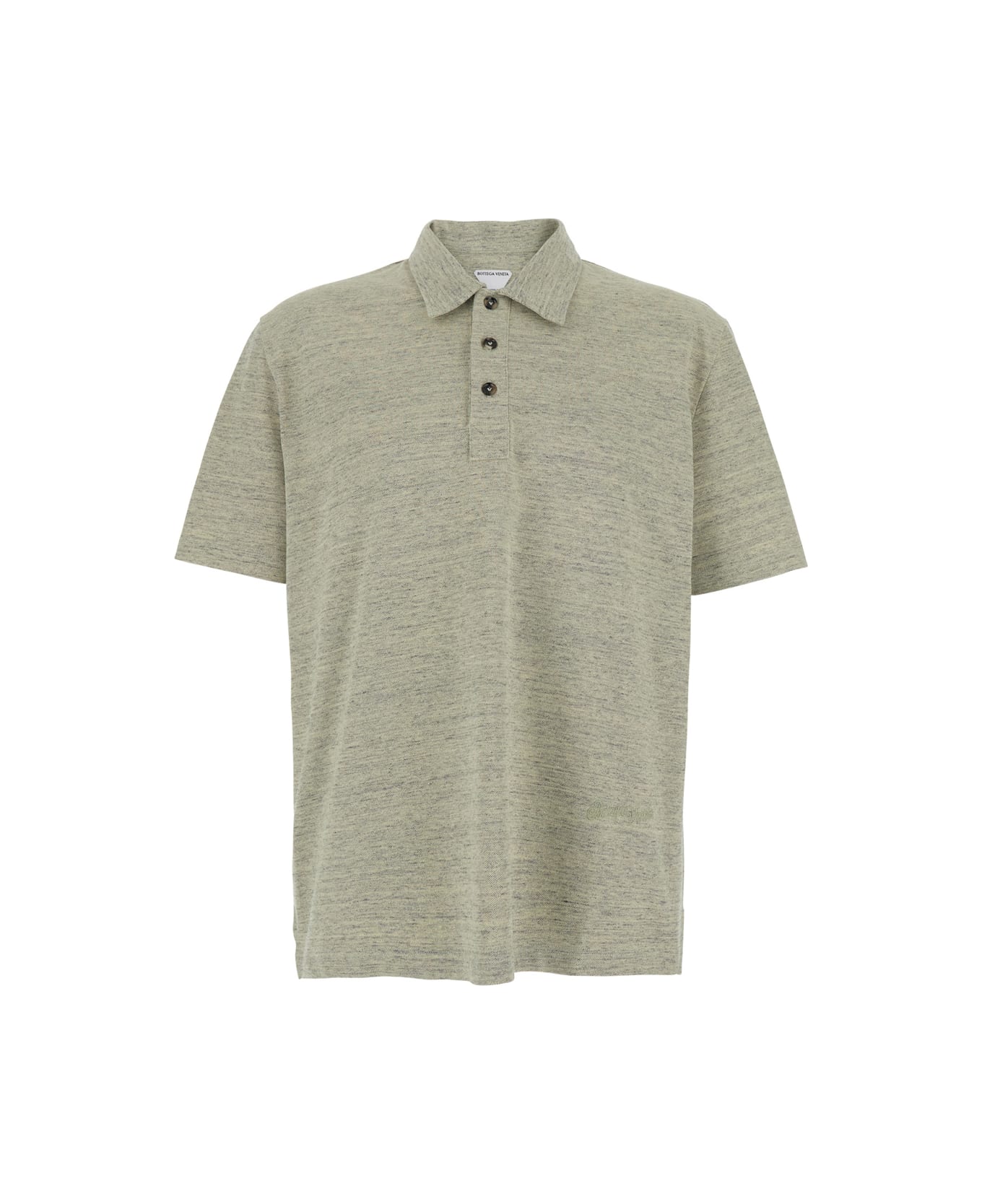 Bottega Veneta Green Polo Shirt With Embroidered Logo In Cotton Piquet Woman - Green