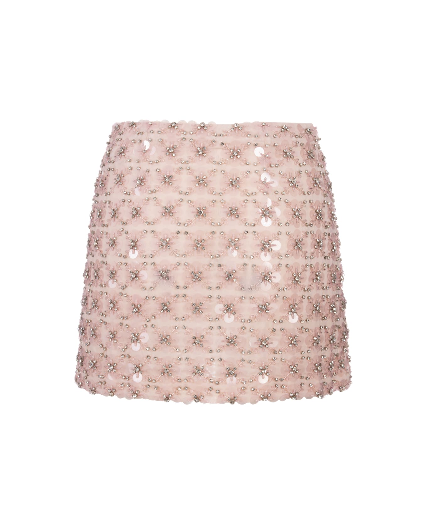 Parosh Light Pink Full Sequins Ginny Mini Skirt - Pink