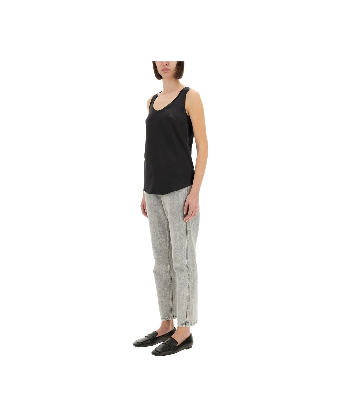 Brunello Cucinelli Silk Tank Top - BLACK