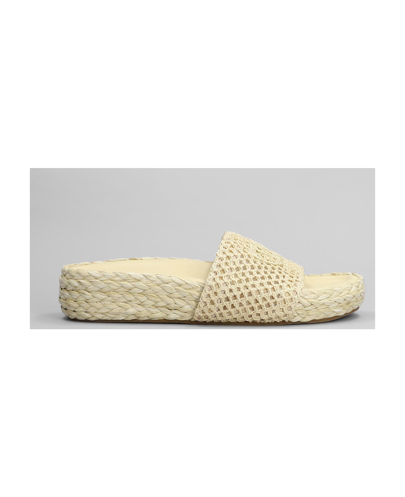Chloé Isla Flats In Beige Raffia - beige