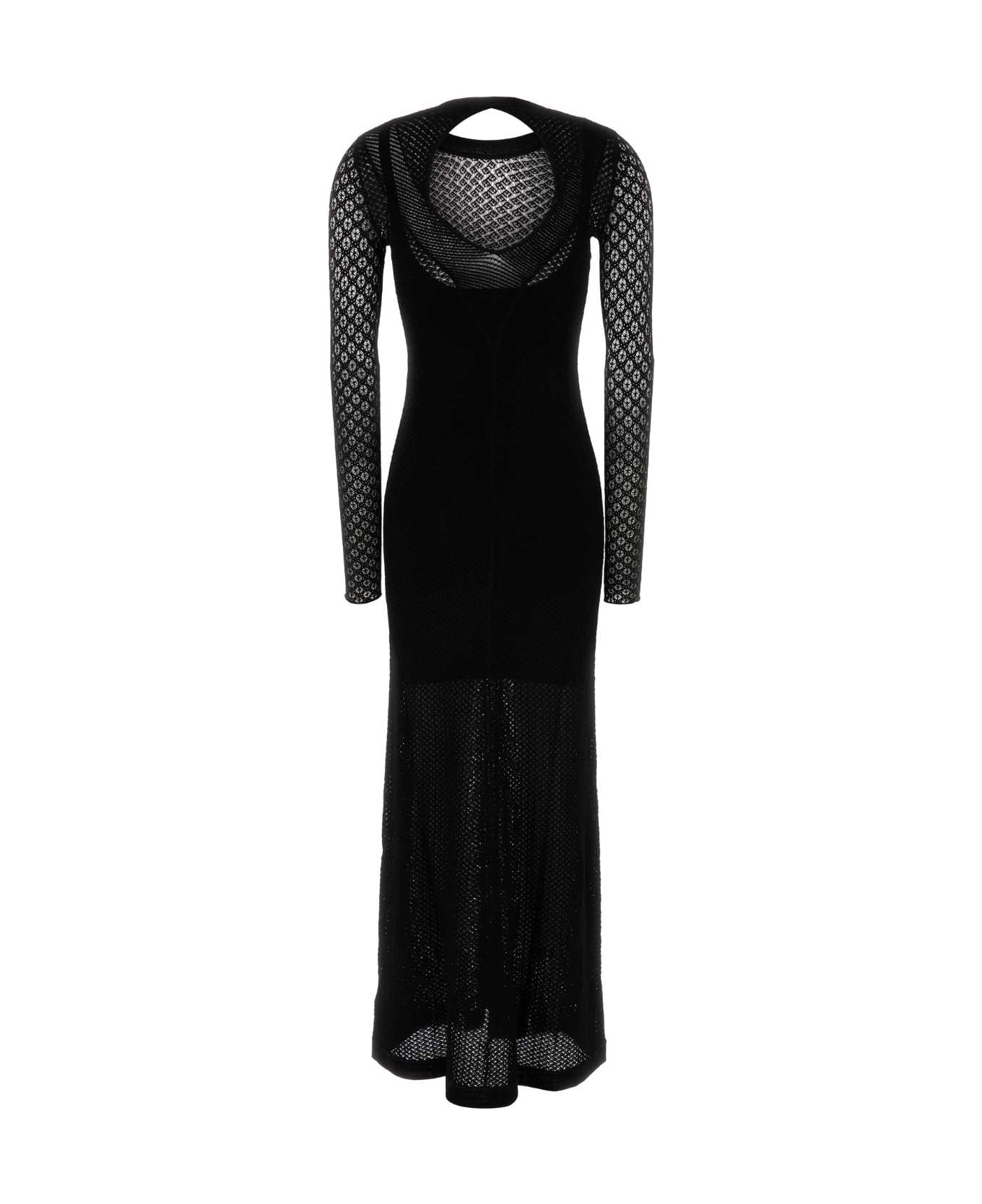 Isabel Marant Black Knit And Lace Florie Long Dress - BLACK