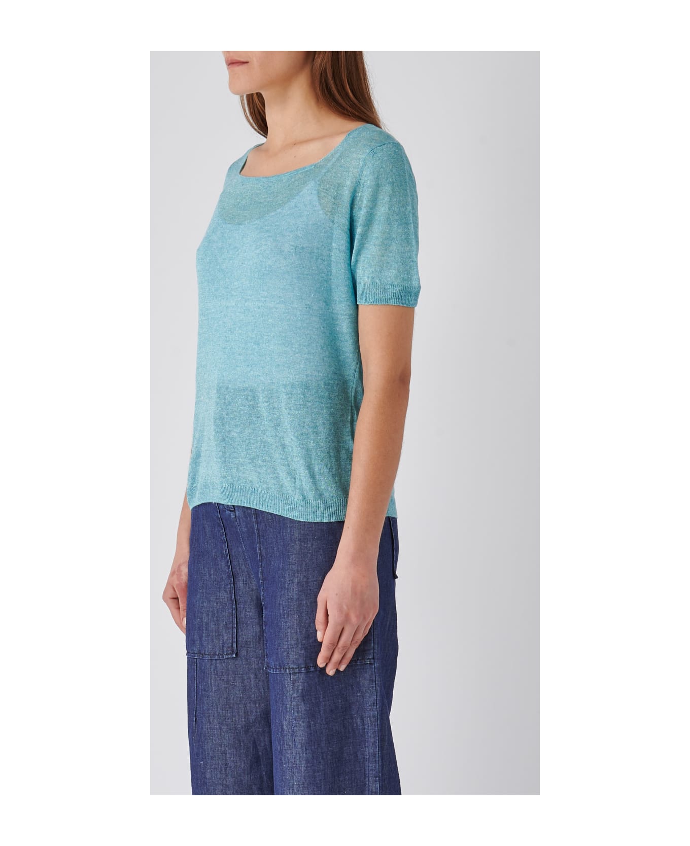 Gran Sasso Linen Sweater - ACQUAMARINA