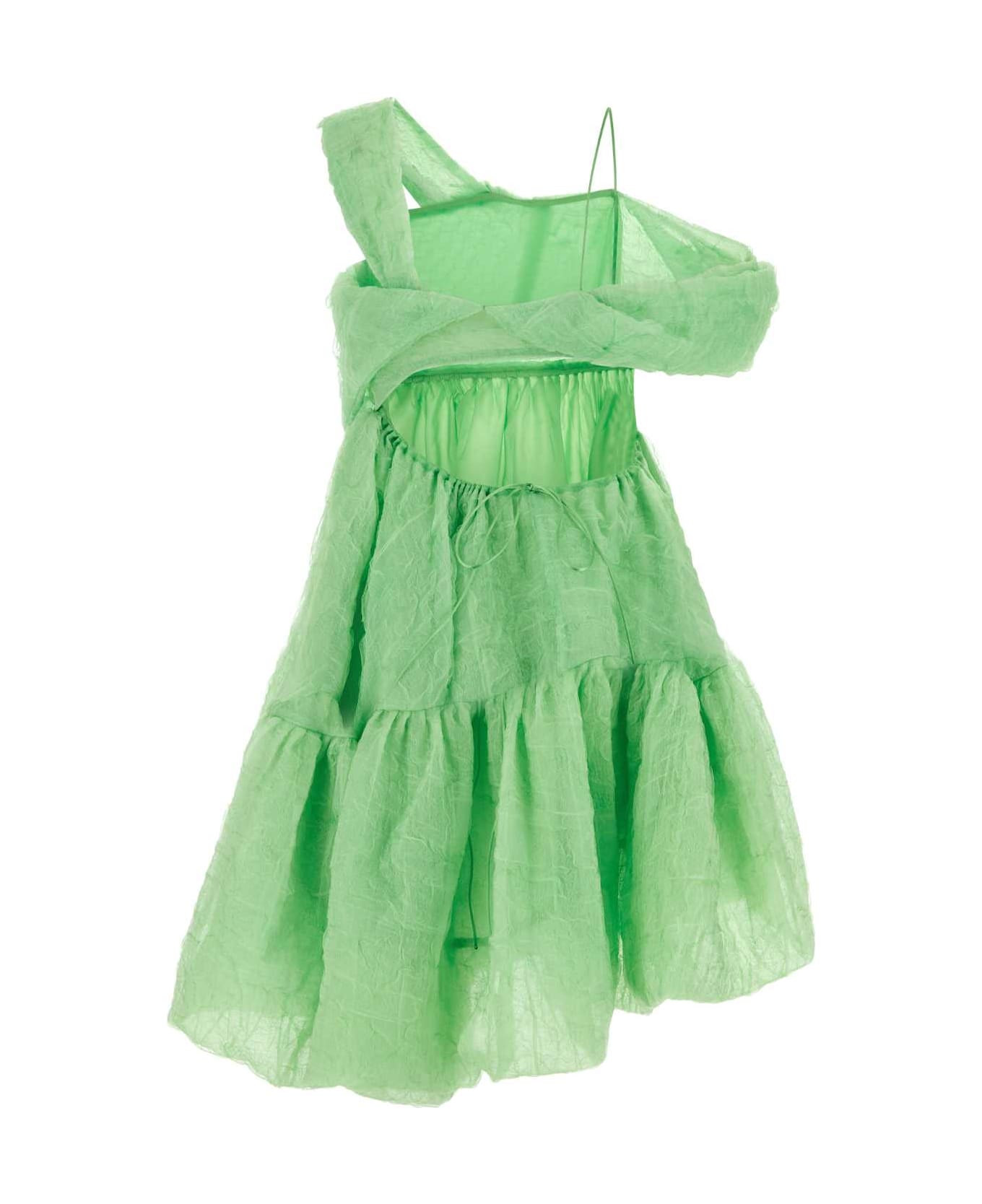 Cecilie Bahnsen Green Silk Blend Soon Mini Dress - PARAKEET